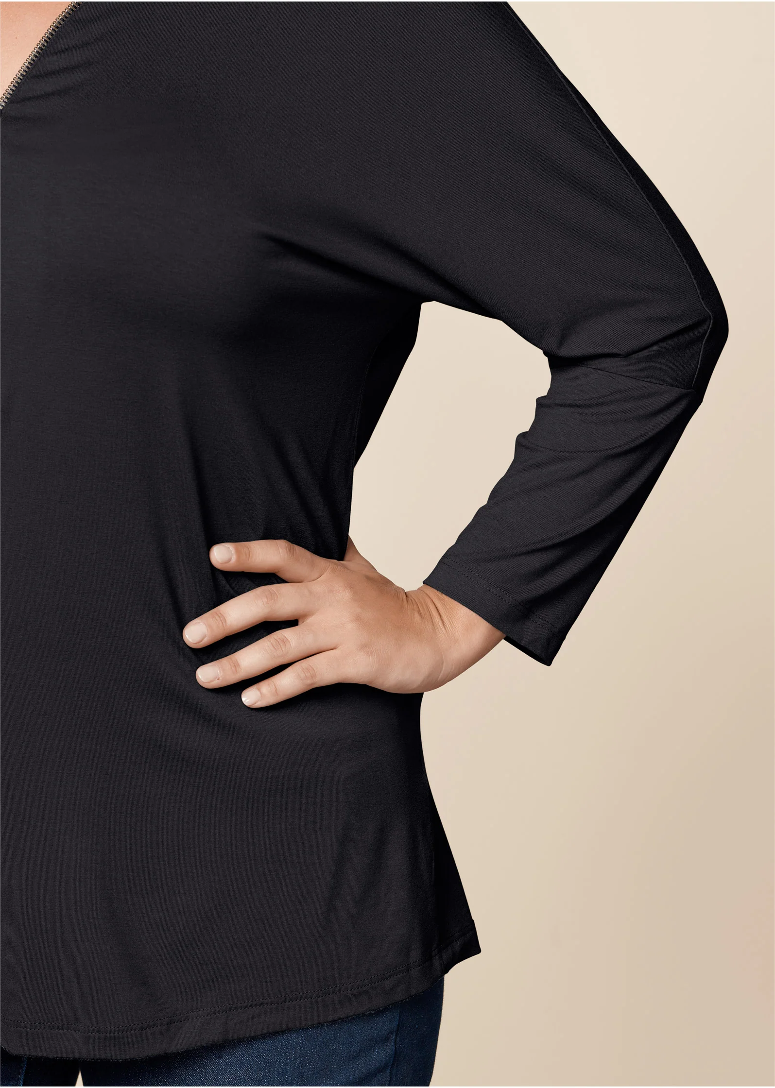 Zip detail top - Black