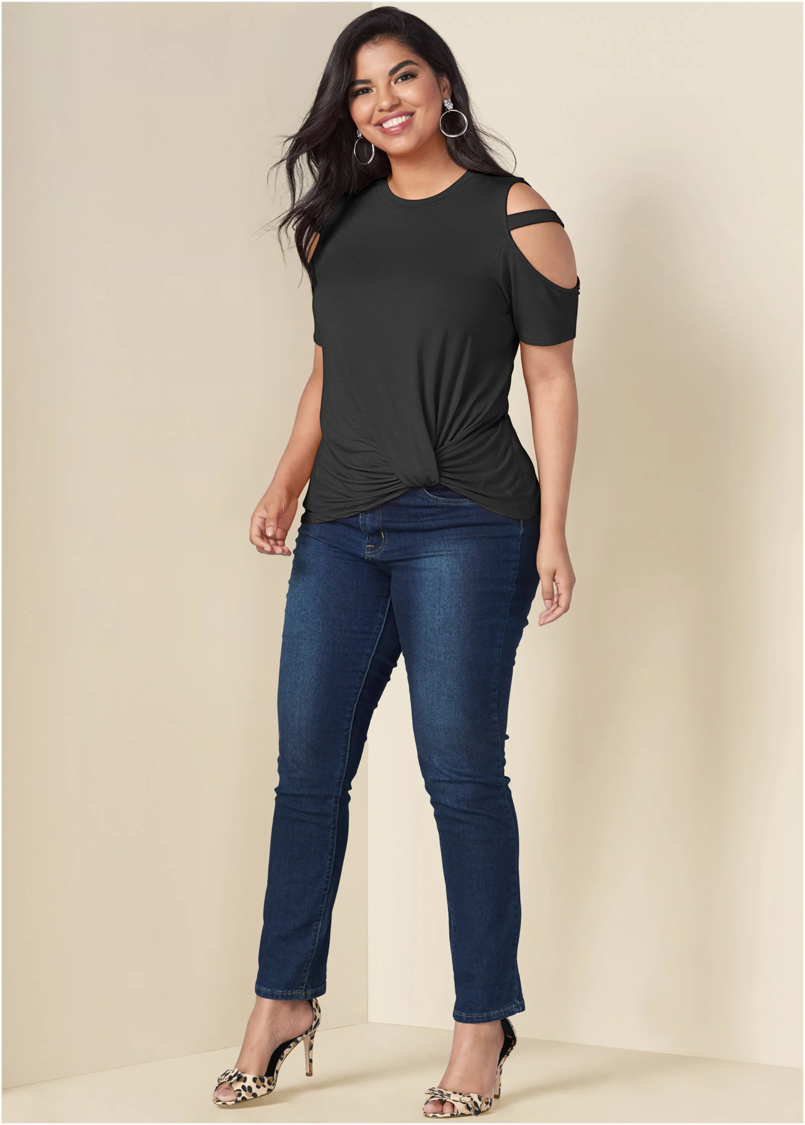 Twisted knot detail top - Black