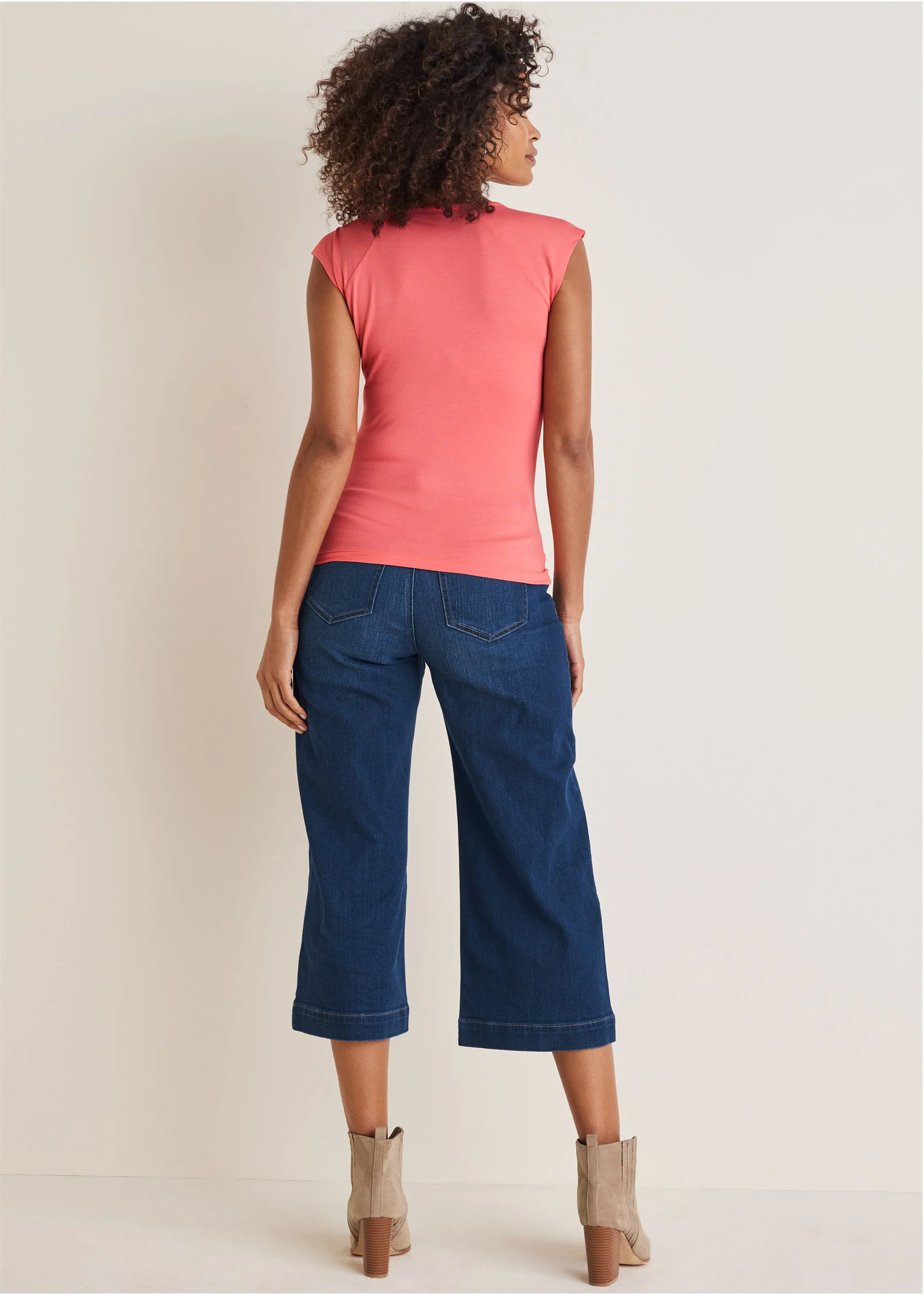 Ruched cap sleeve top - Coral