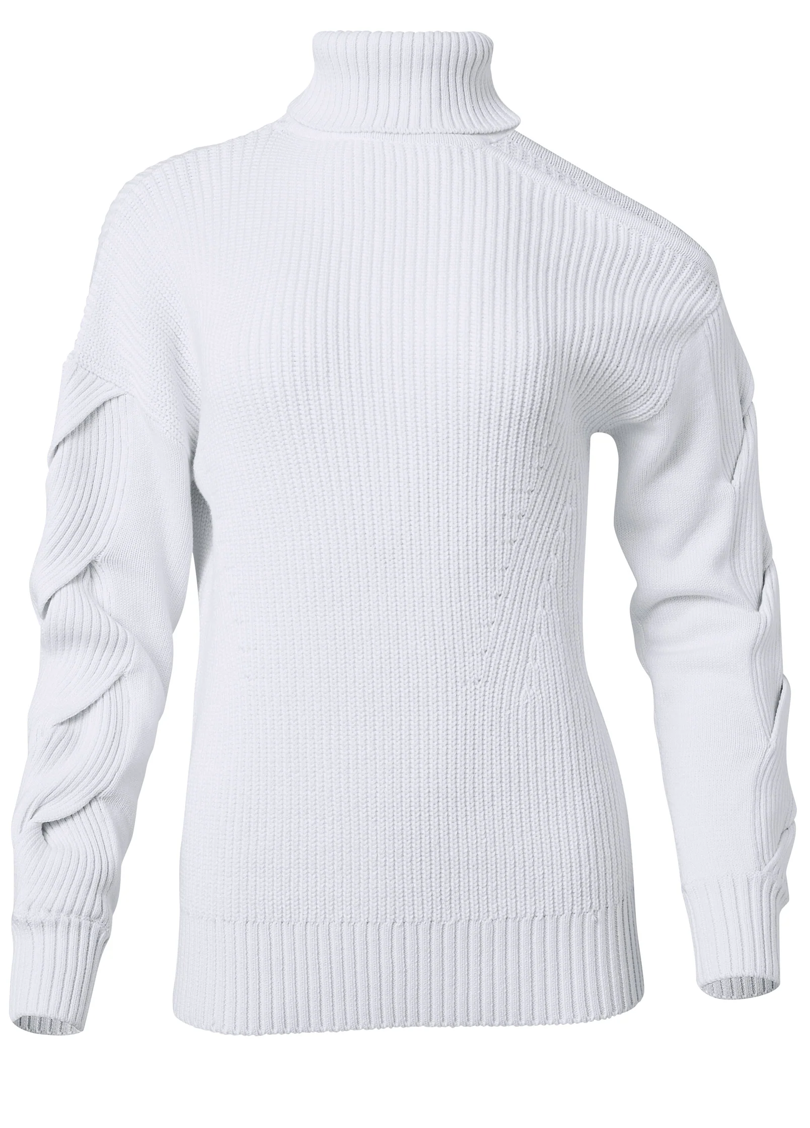 Cutout shoulder turtleneck - White