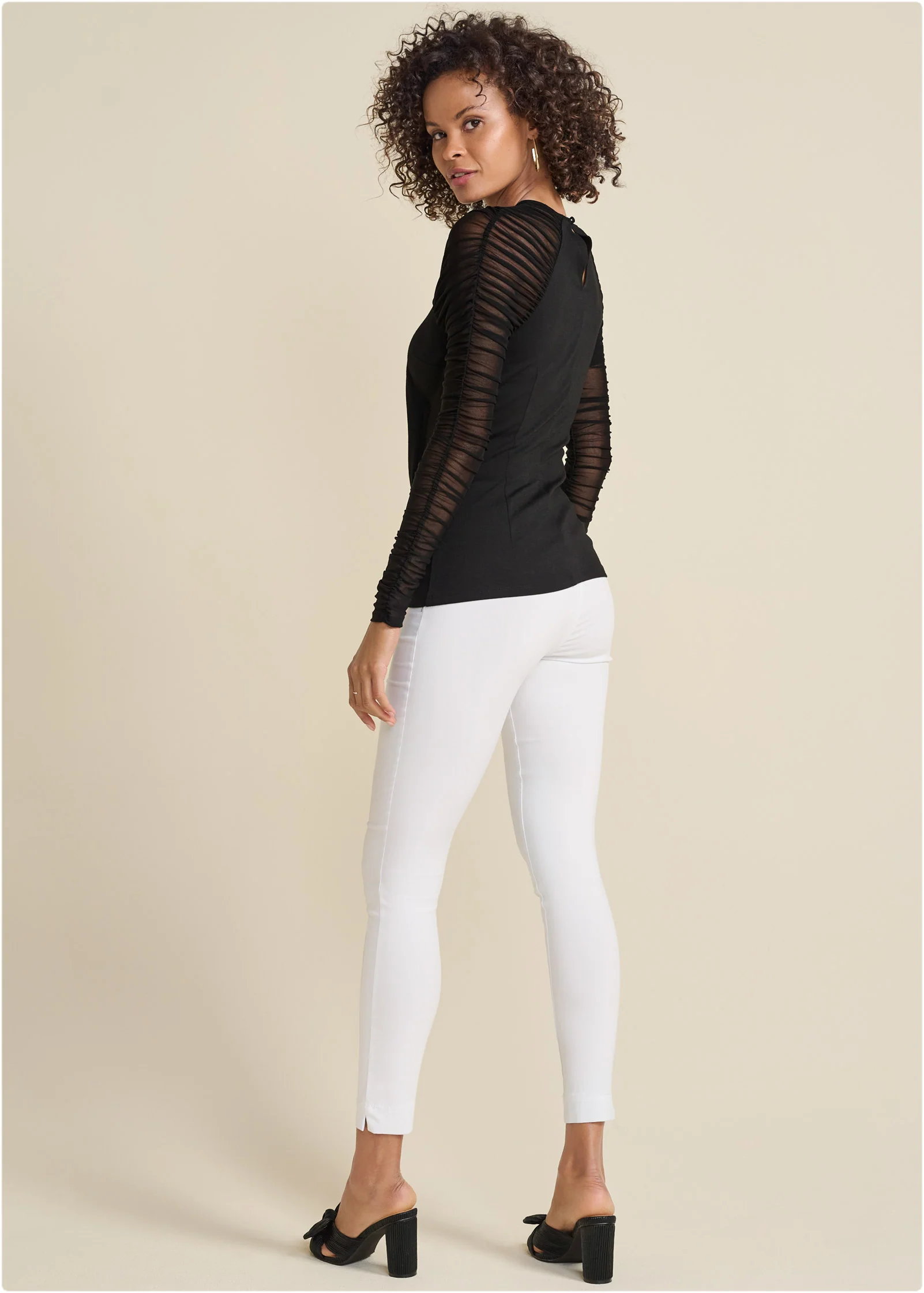 Mesh ruched top - Black