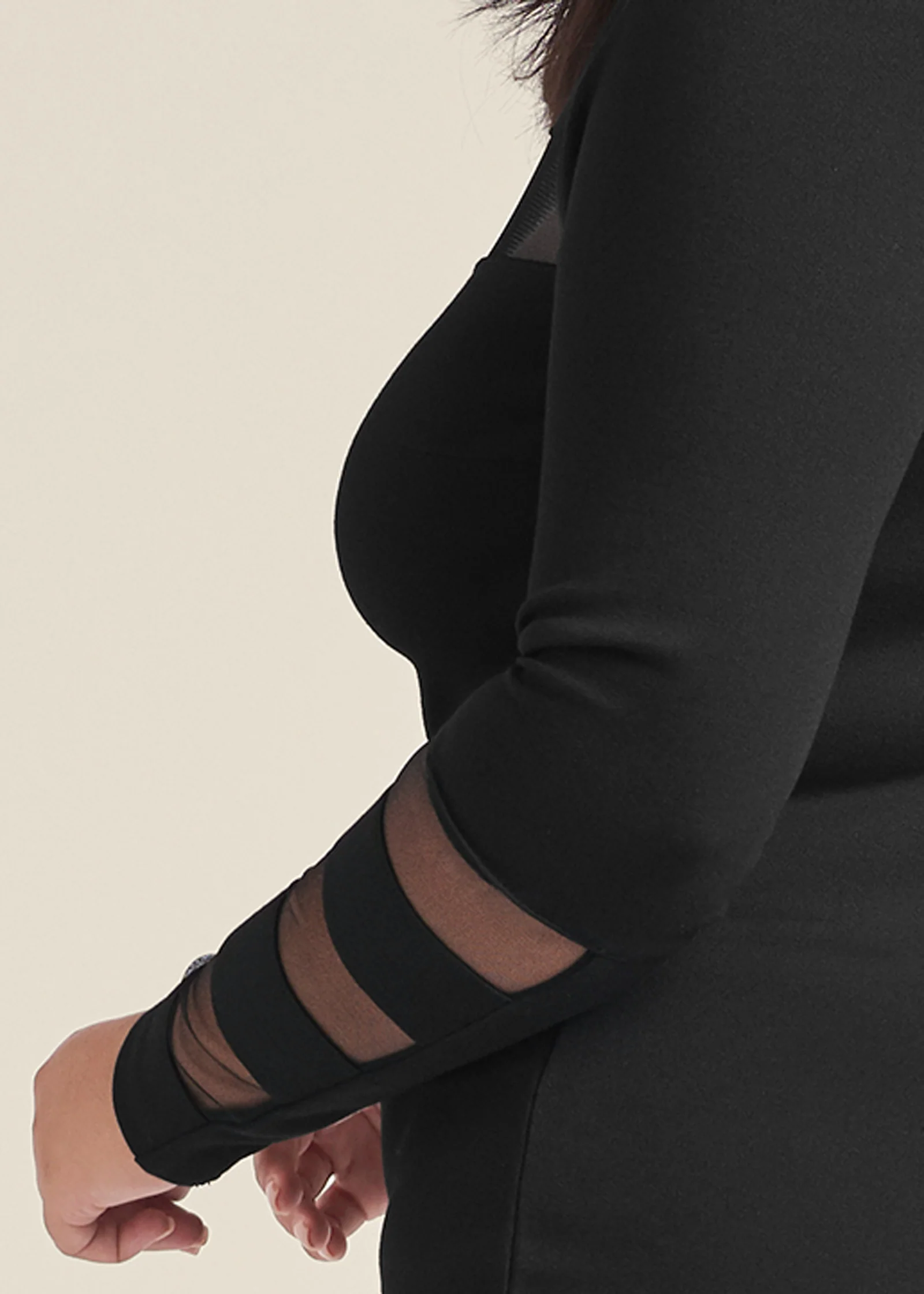 Mesh detail bodycon dress - Black