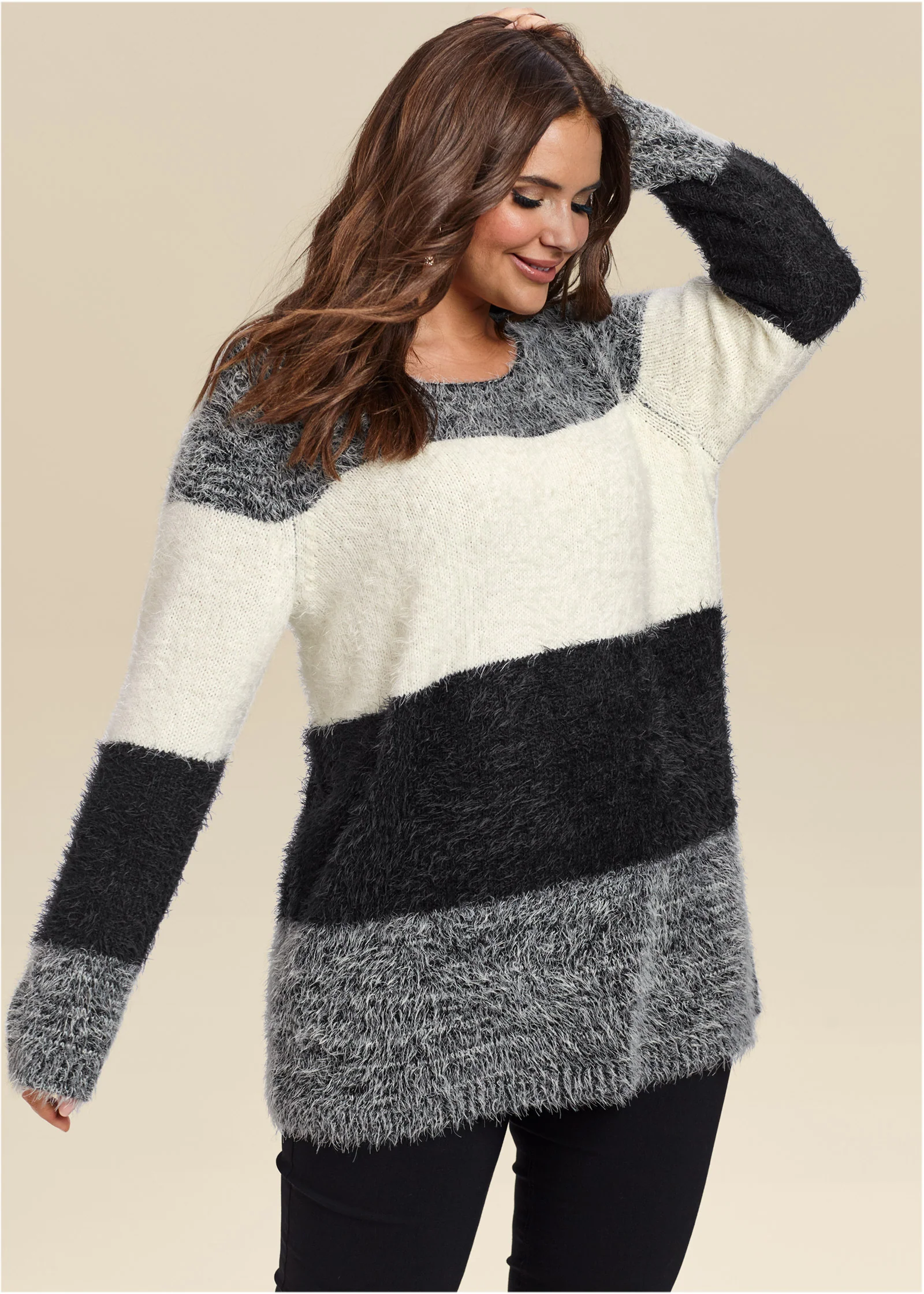Striped cozy sweater - Black Multi