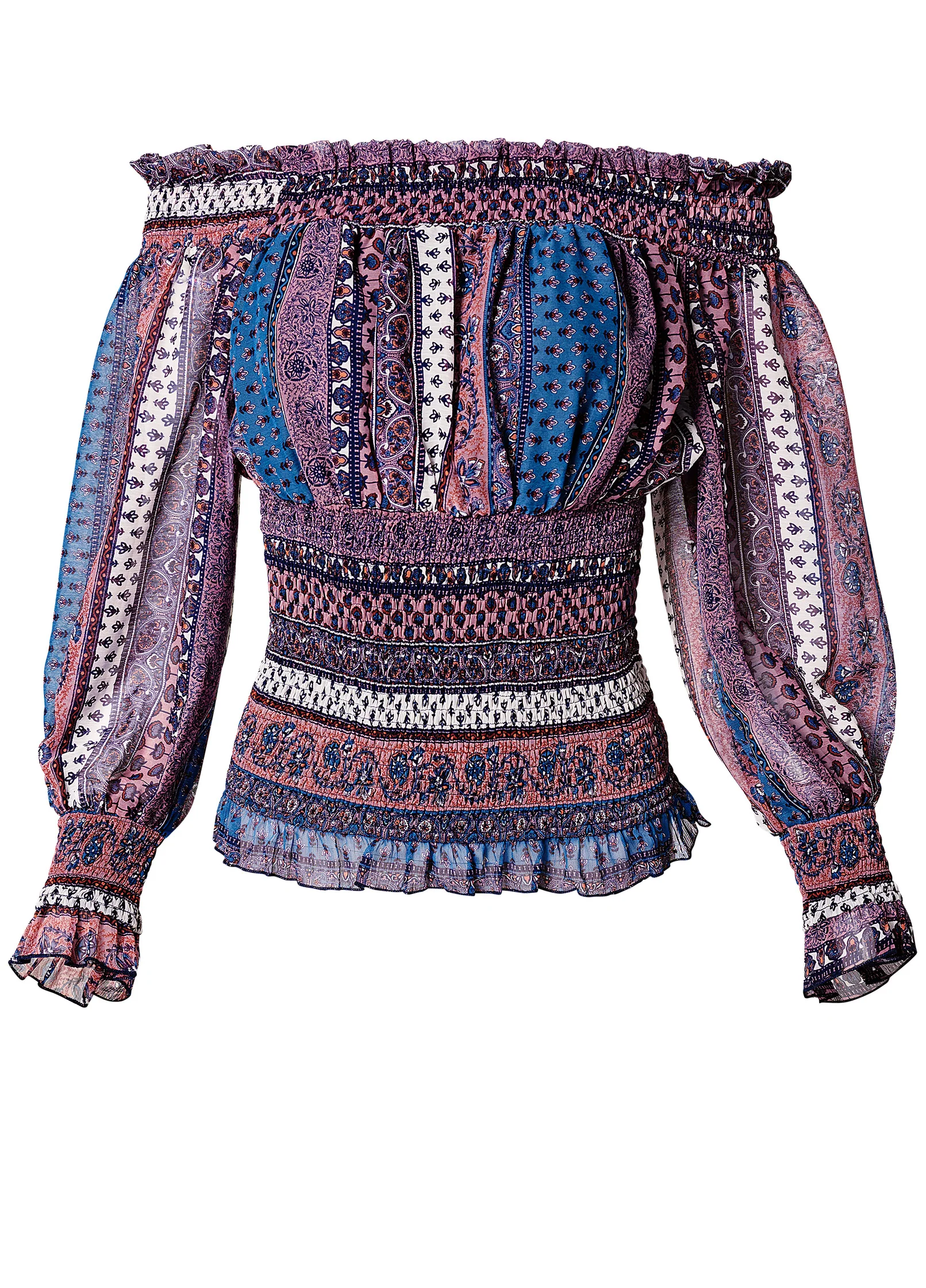 Printed smocked top - Pink Multi