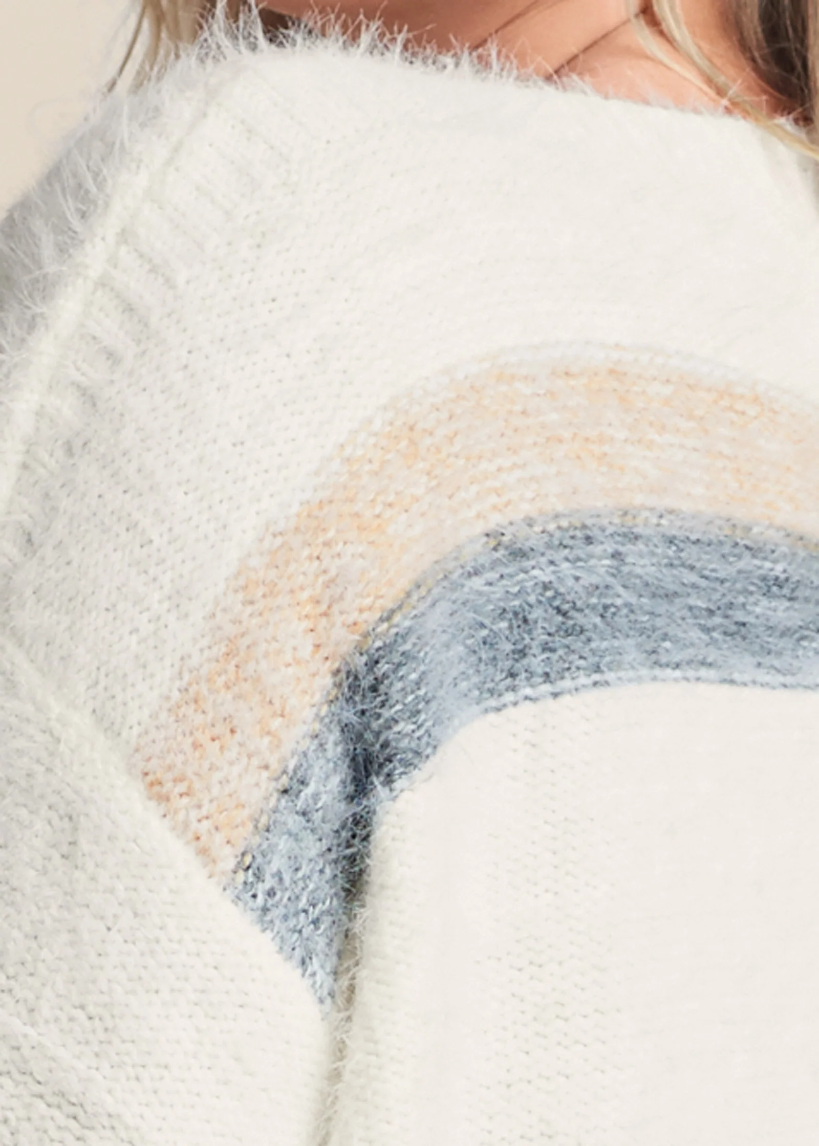 Striped eyelash sweater - White Multi