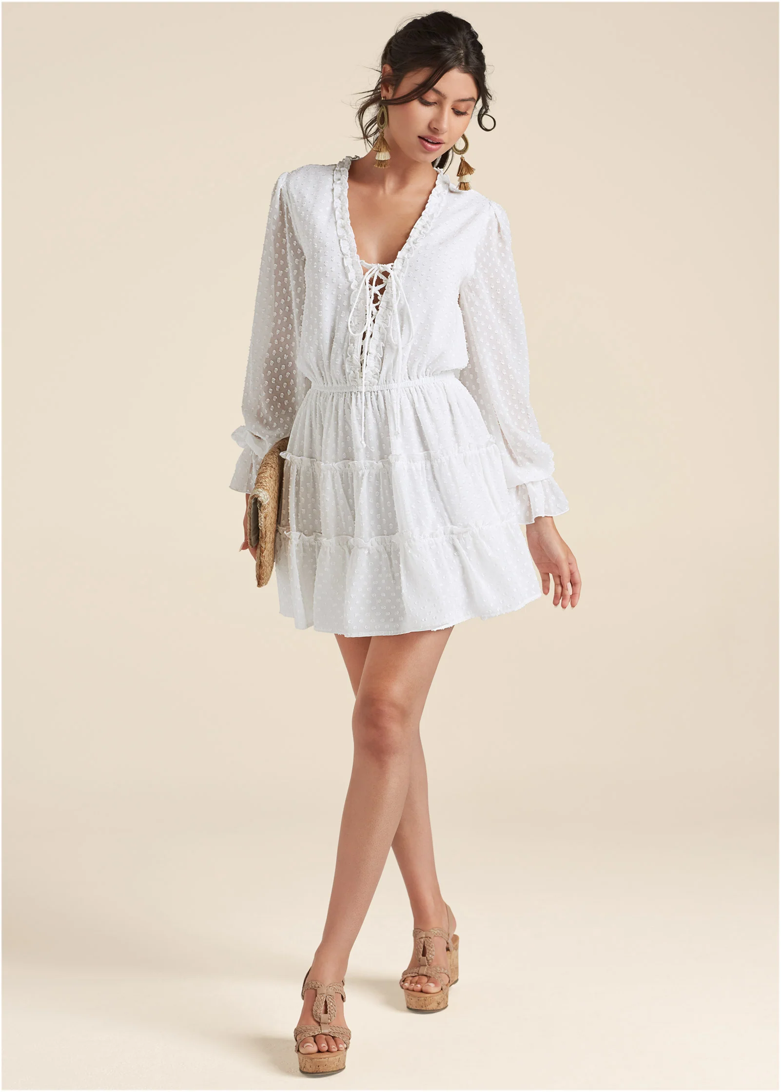 Ruffle mini dress - White
