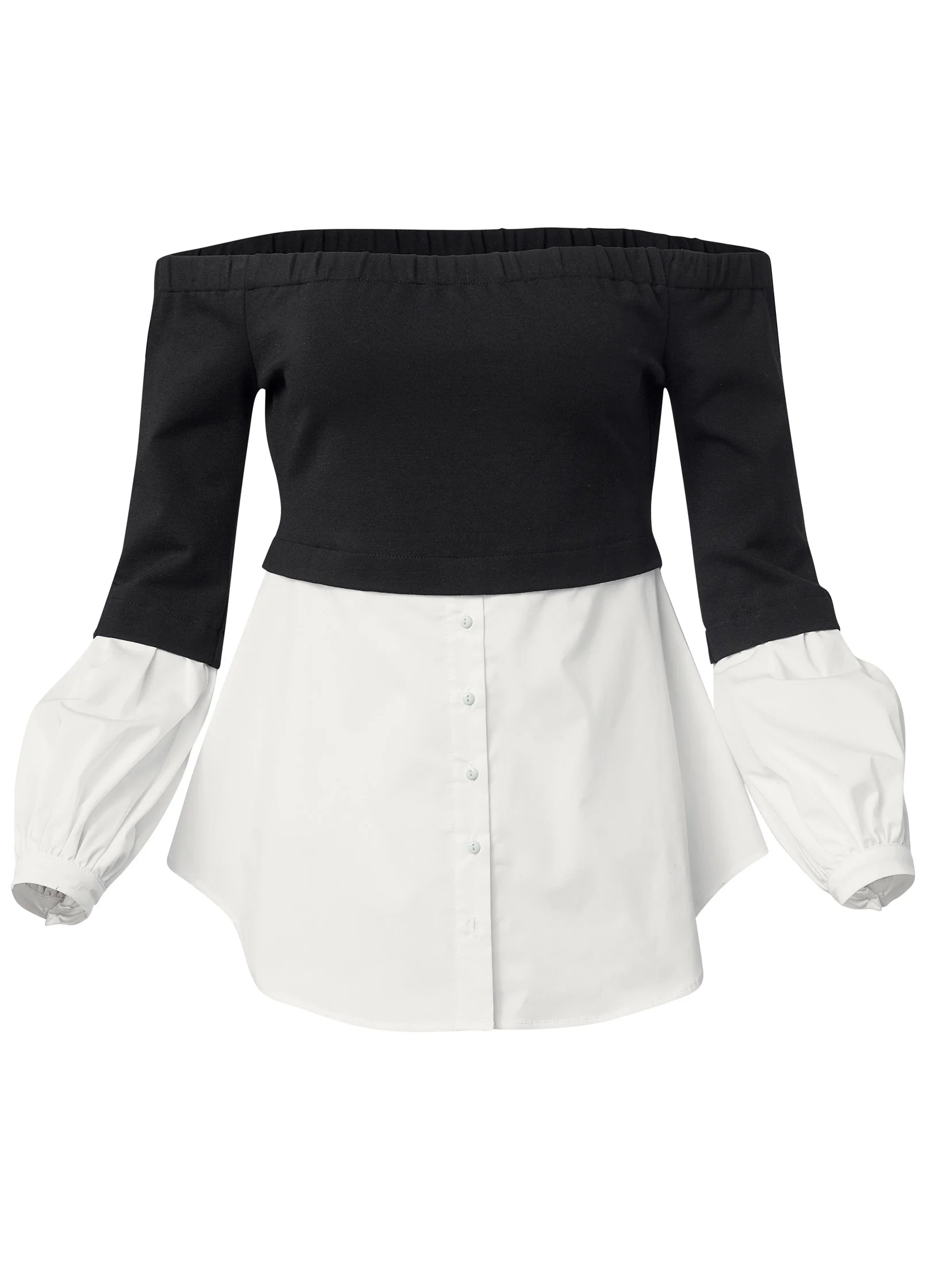 Off-the-shoulder blouse - Black & White