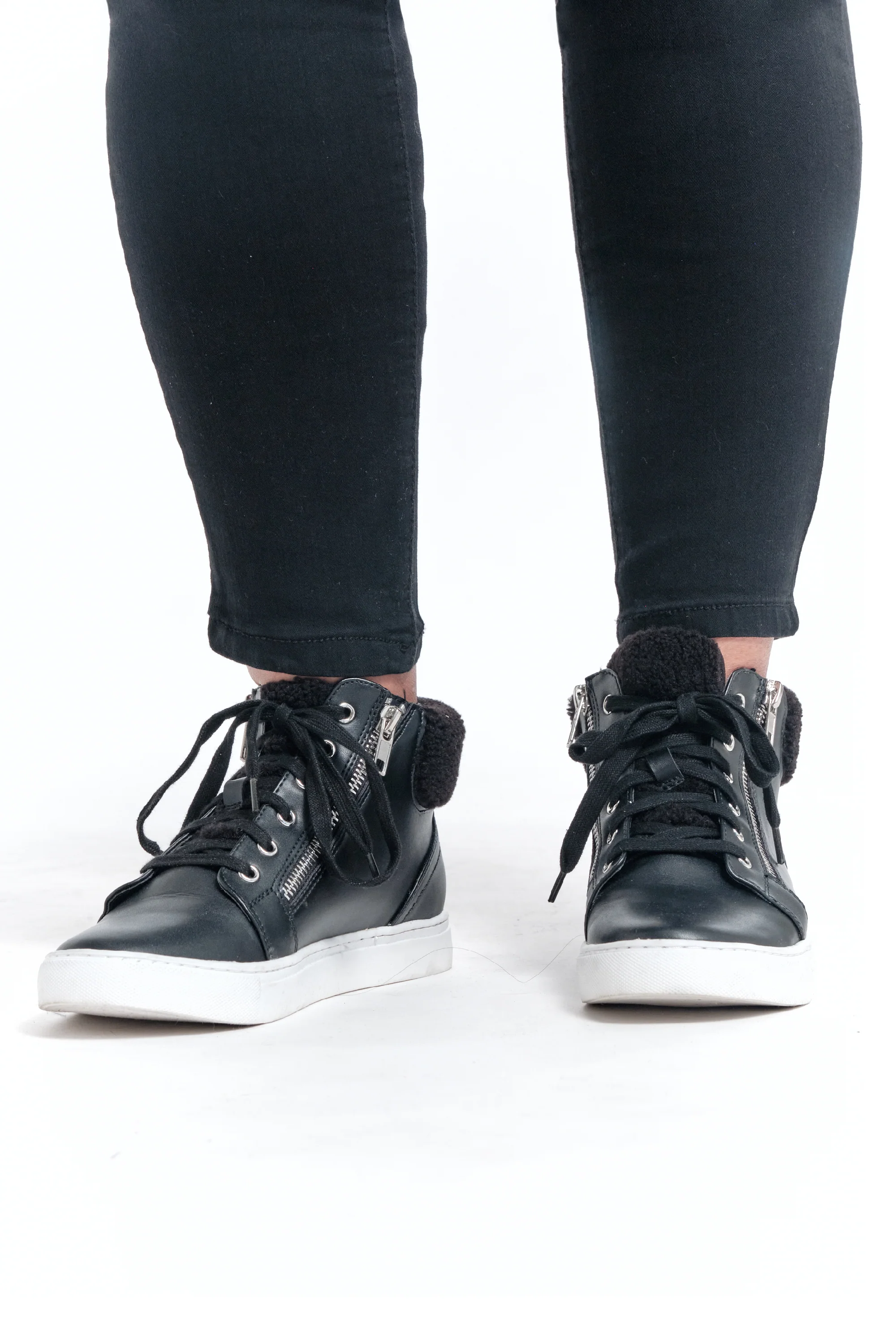 Curvy Silk Denim Ankle Skinny In Black