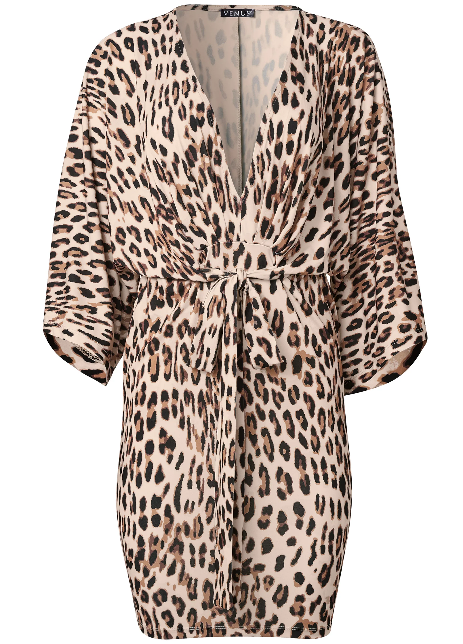 Tie front dress - Brown Multi