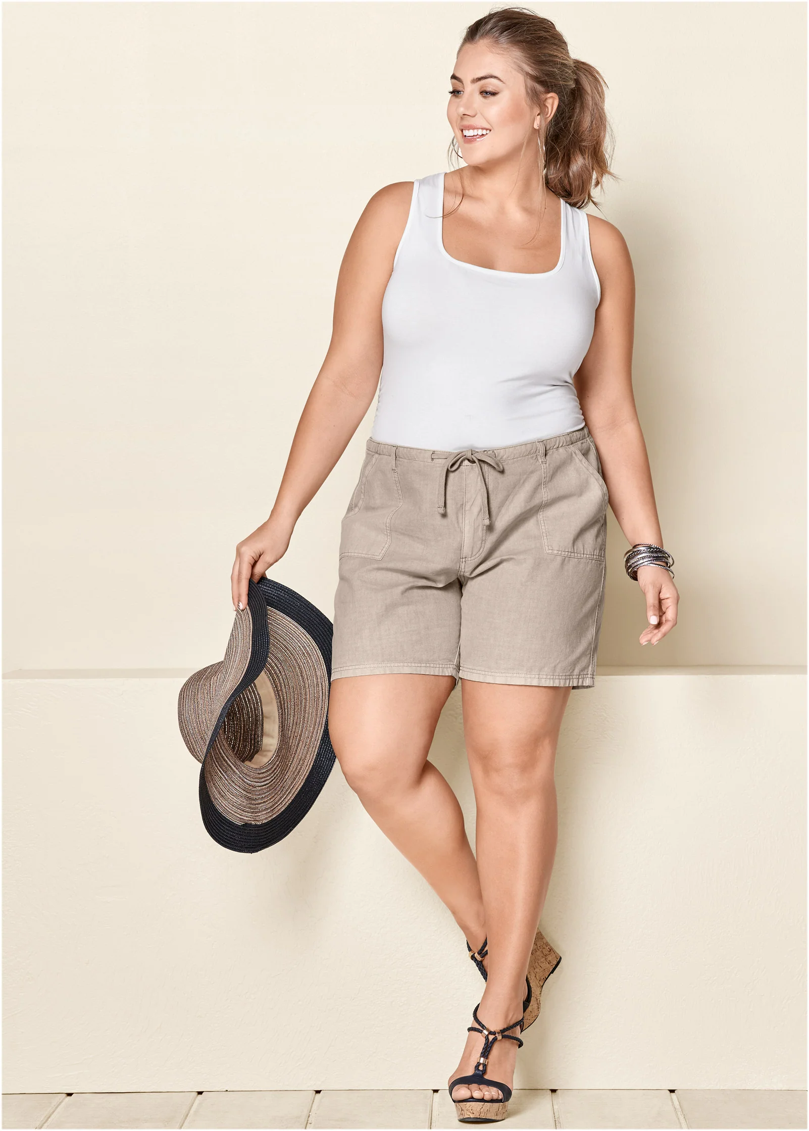 Square neck tank top - White