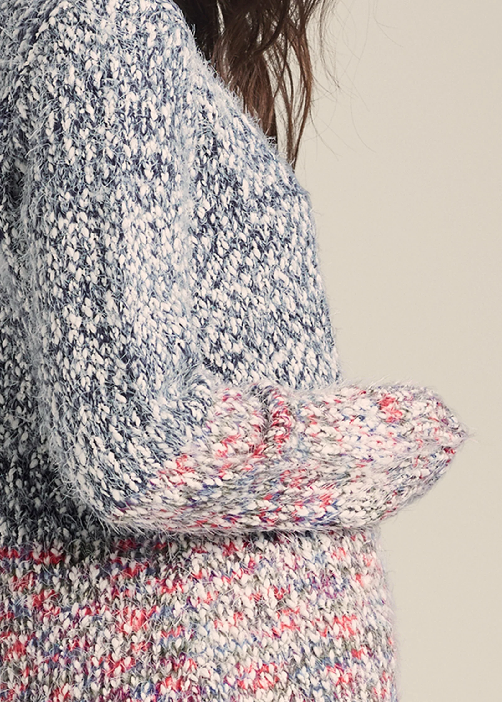 Marled knit cardigan - Blue Multi