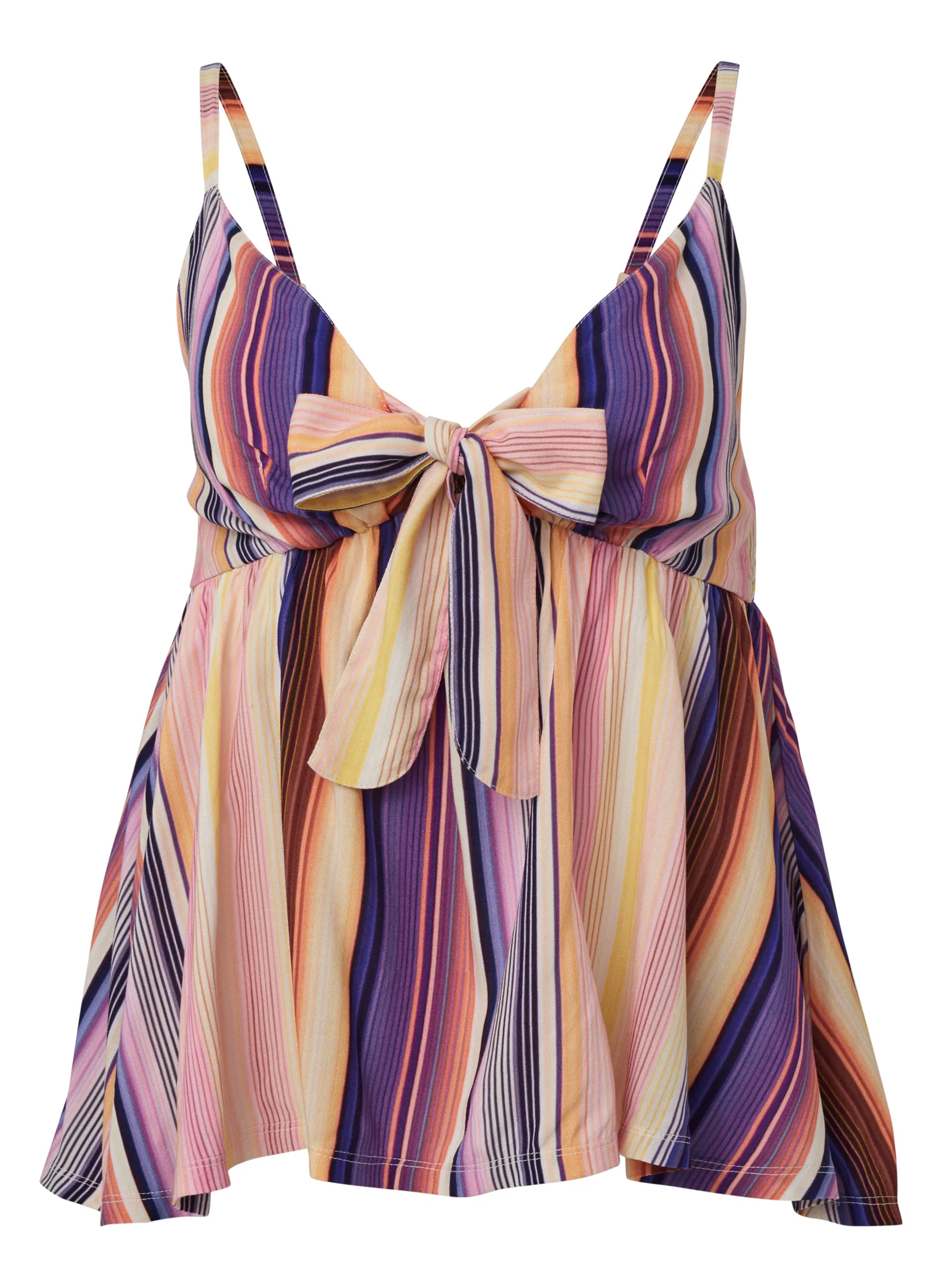 Tie-front babydoll tank top - Multi