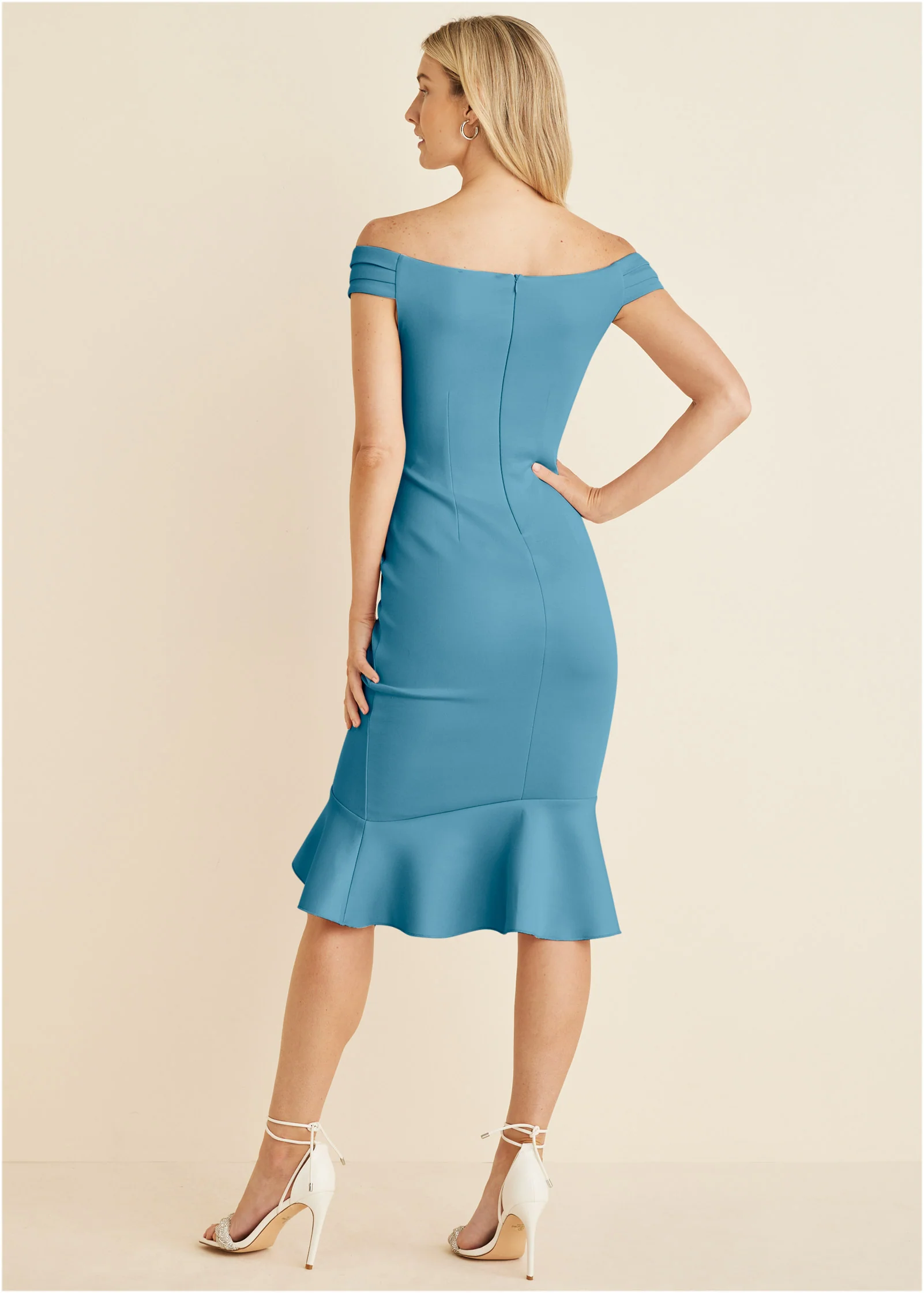 Ruffle Detail Dress - Blue