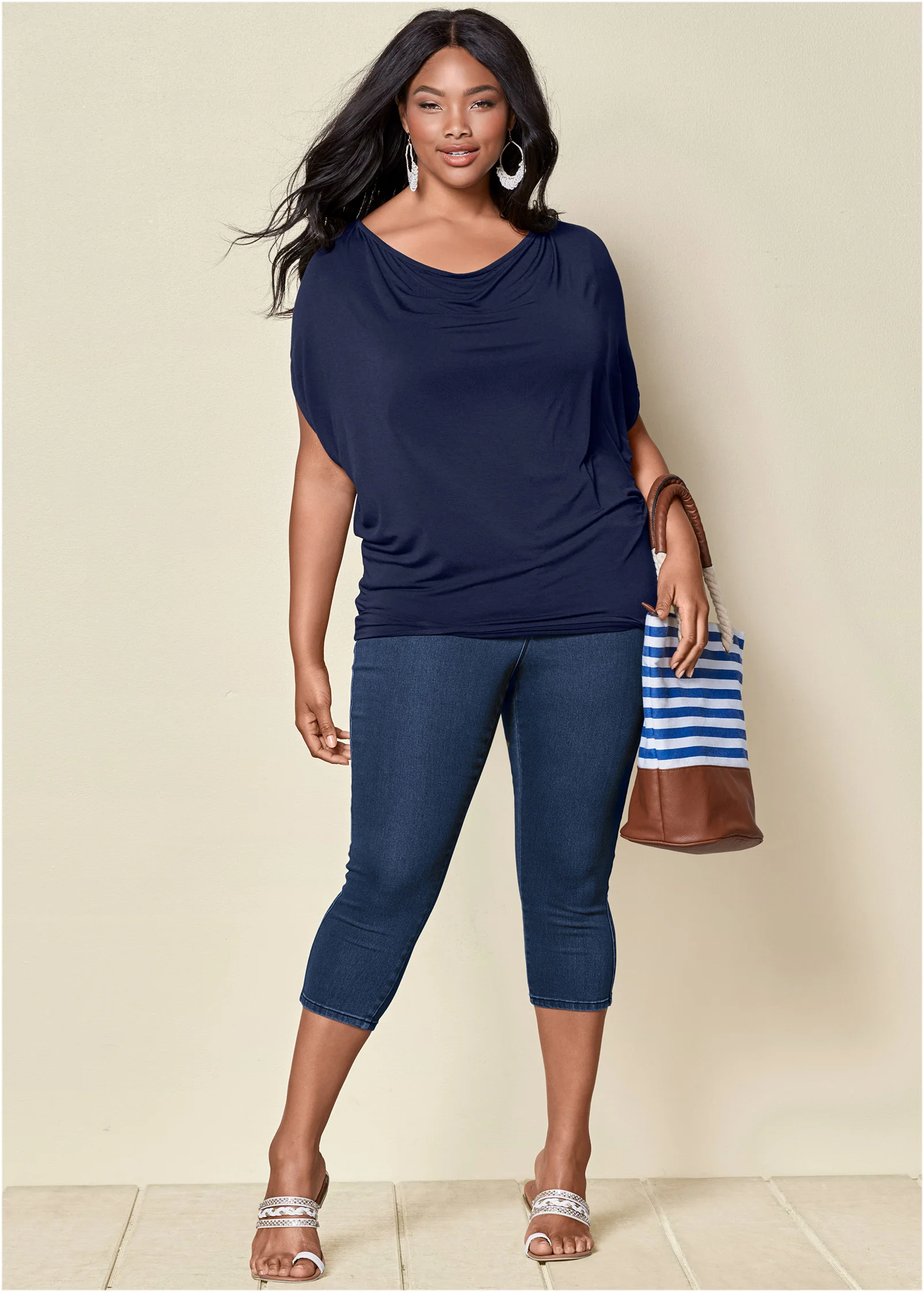 Basic flounce top - Navy