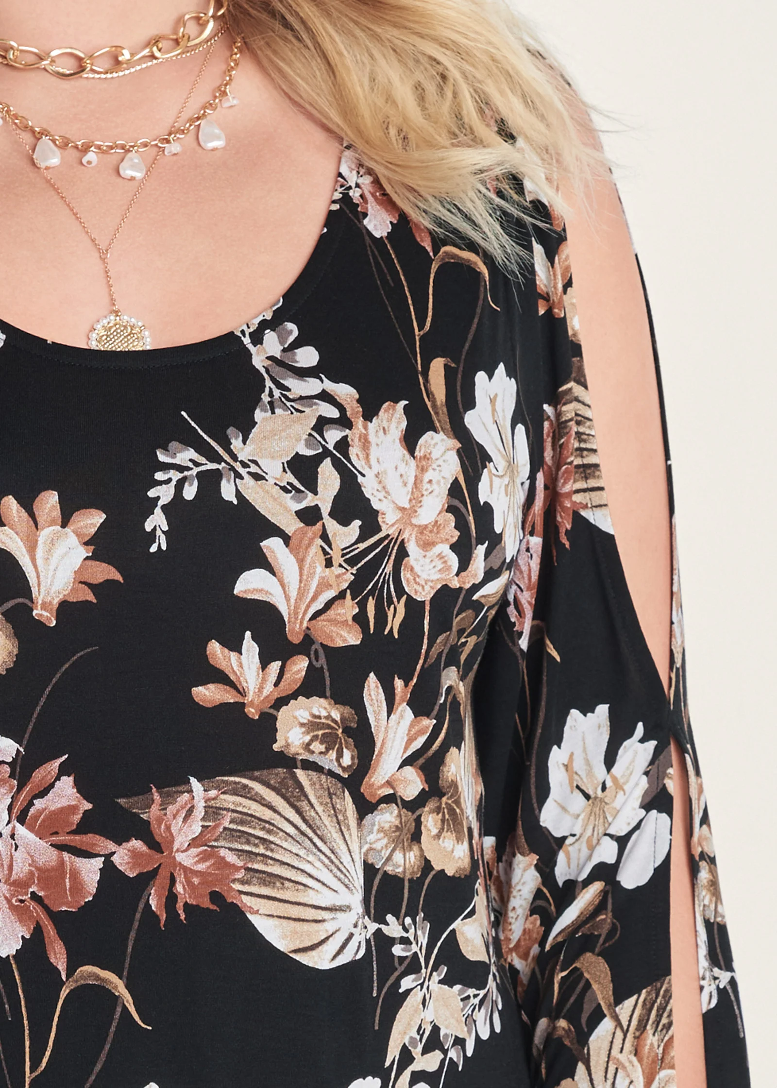 Sleeve detail dress - Black & Brown