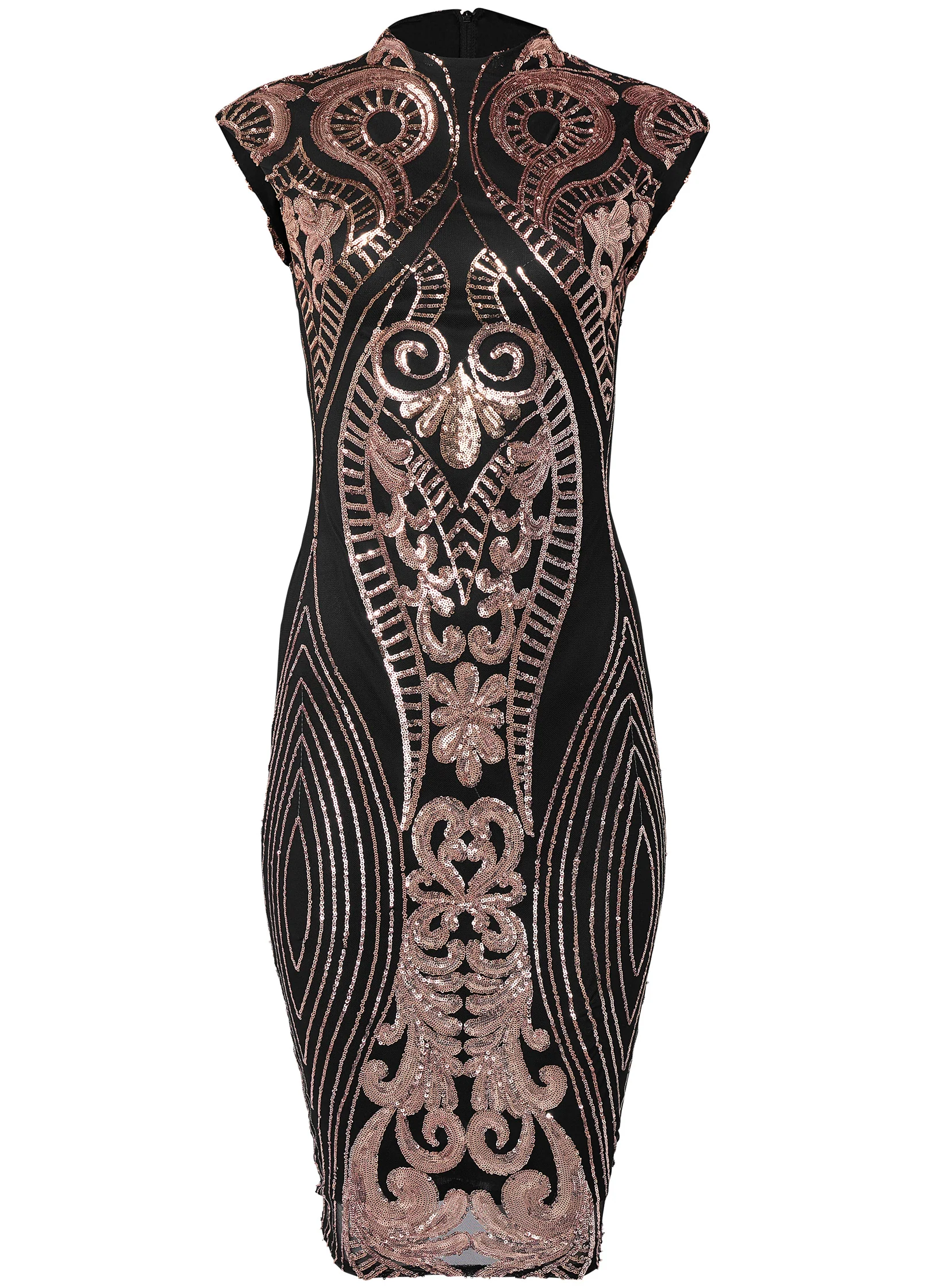 Sequin midi dress  - Black Multi