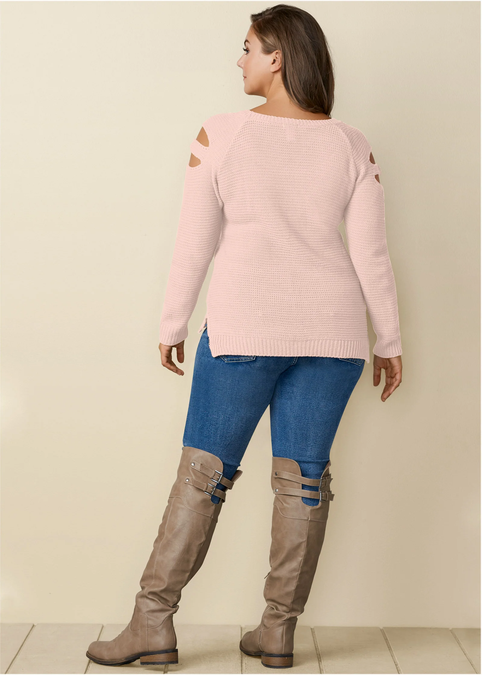 Cutout sleeve sweater - Blush