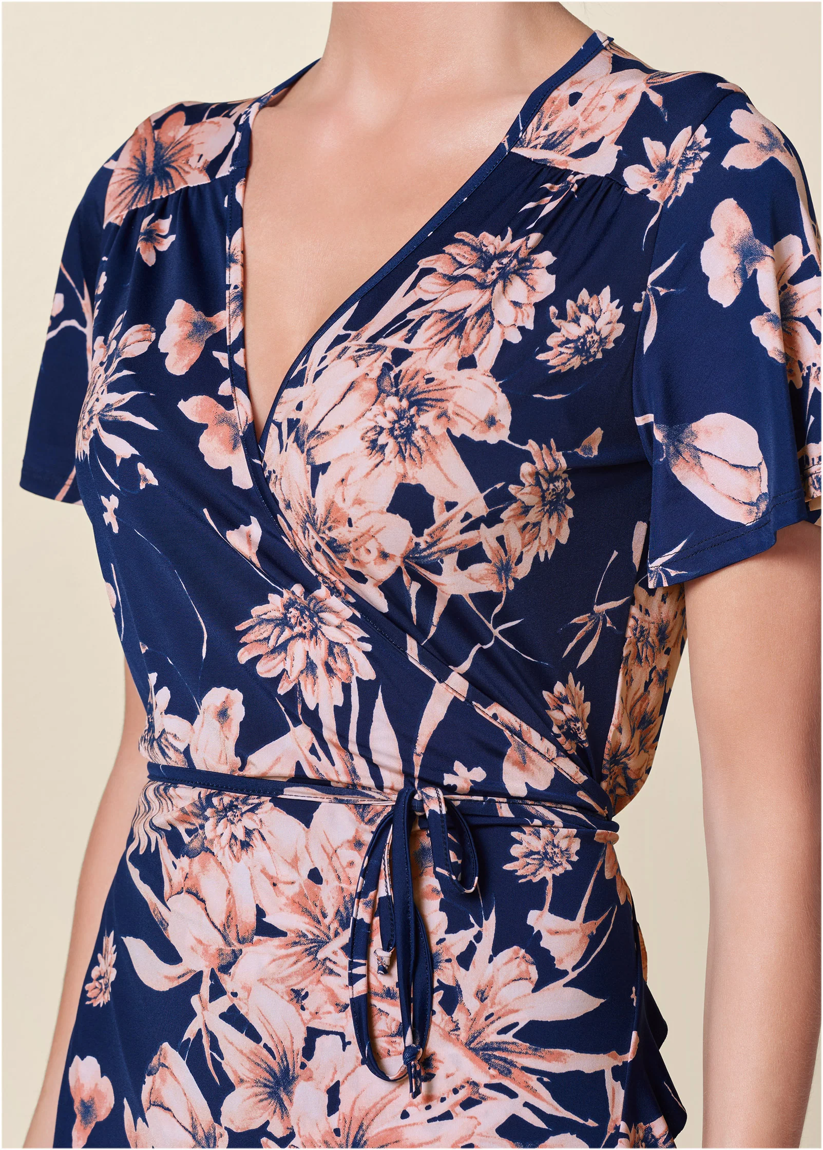 Floral print wrap dress - Navy Multi