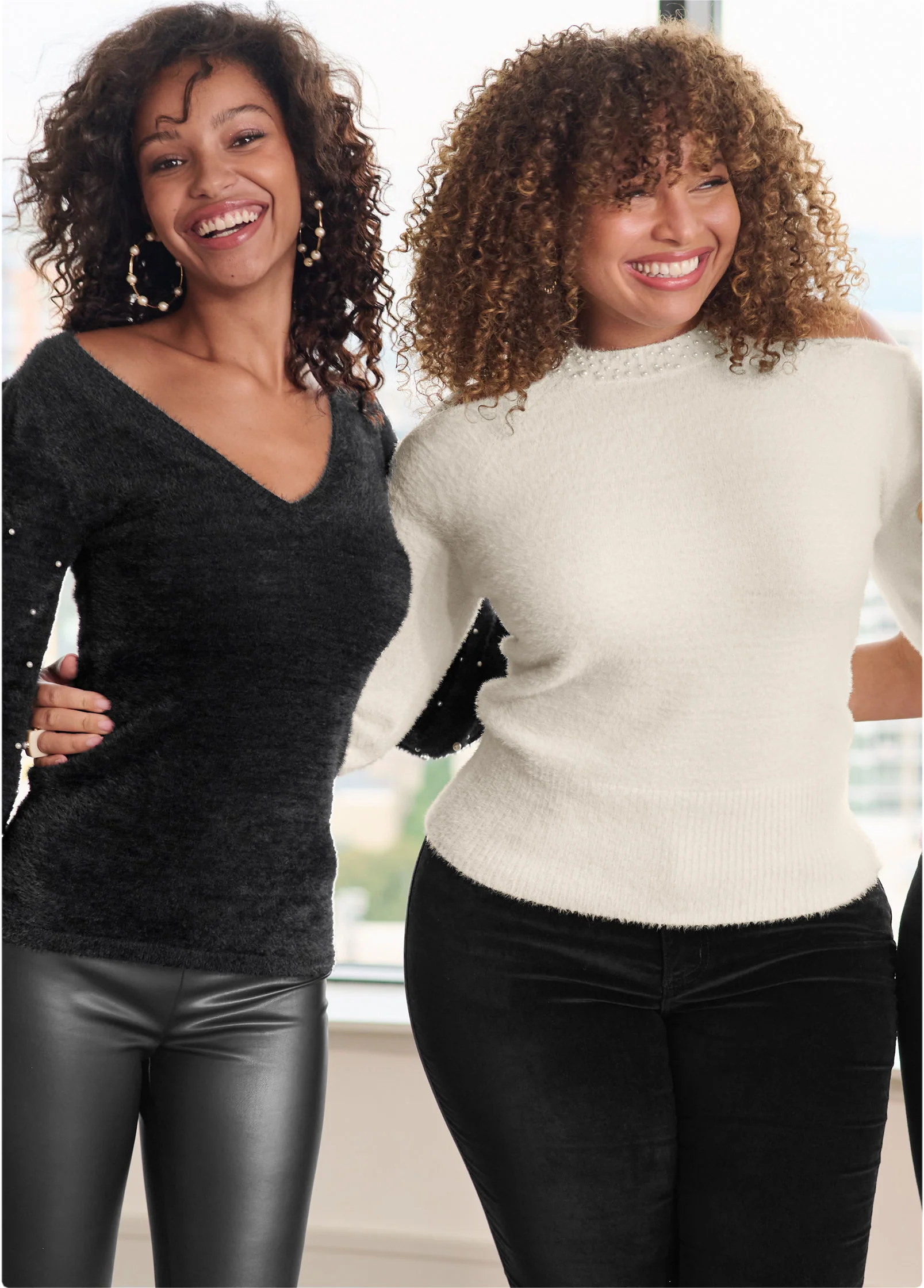 Cozy short sleeve pearl accent sweater - Lilac