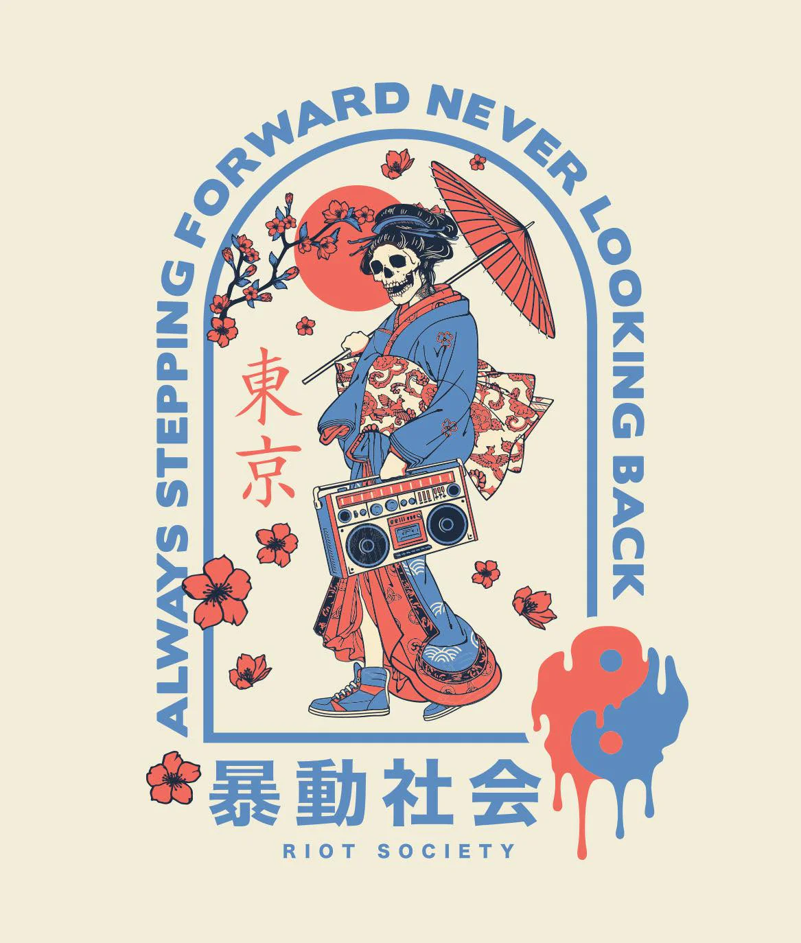 Geisha Yin Yang Boombox Mens T-Shirt