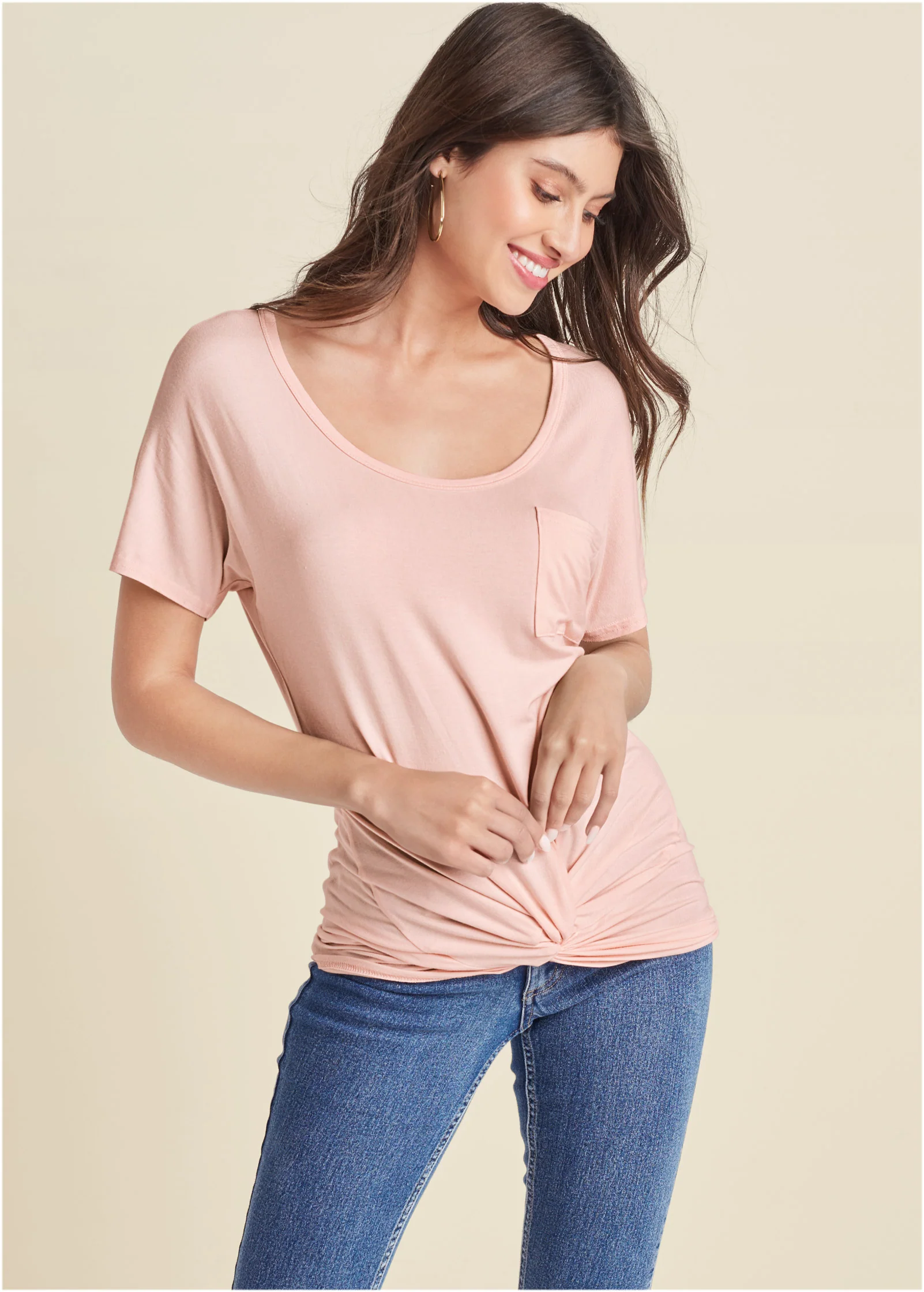Twisted knot detail tee - Blush