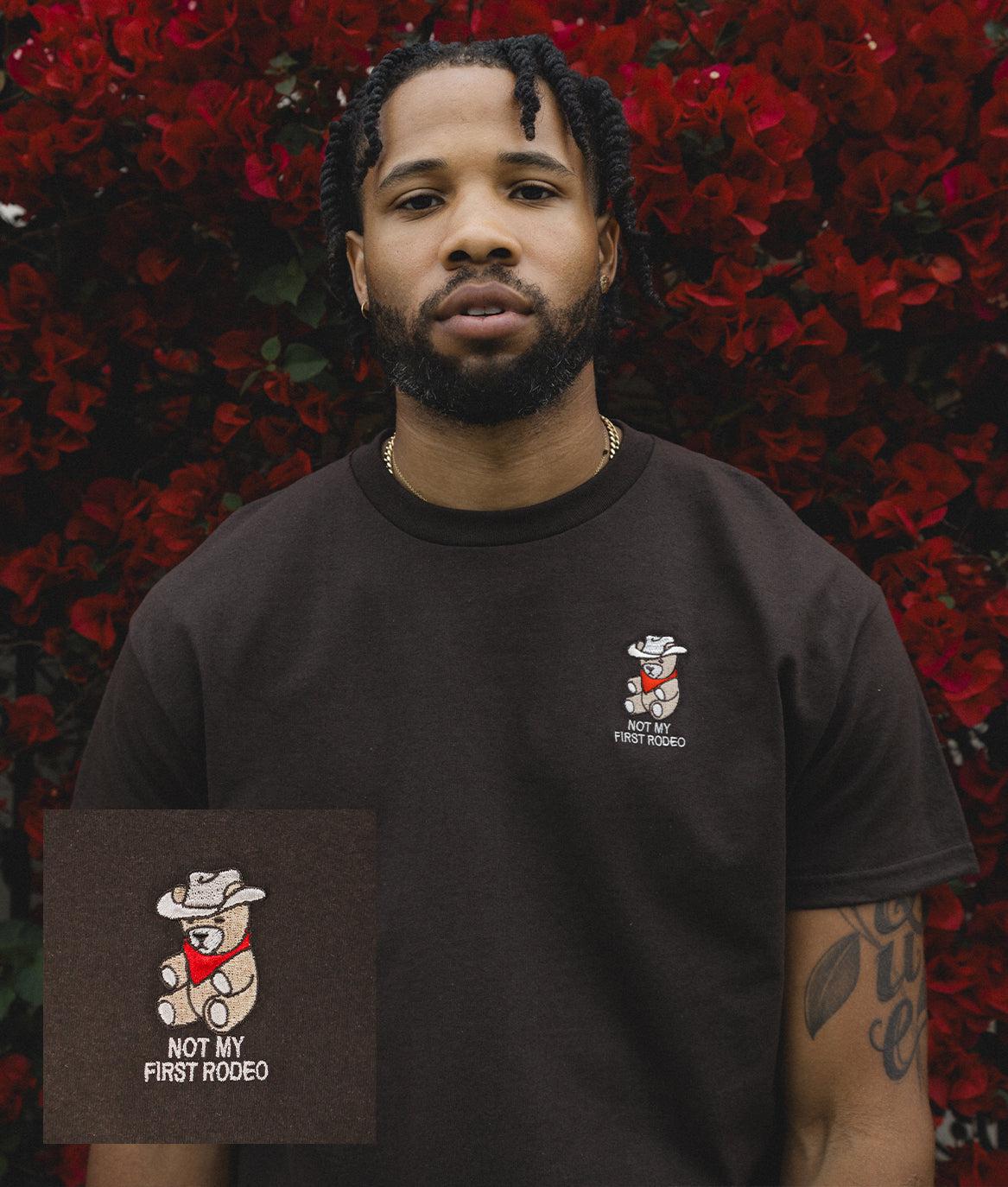 Cowboy Teddy Bear Embroidered Mens T-Shirt