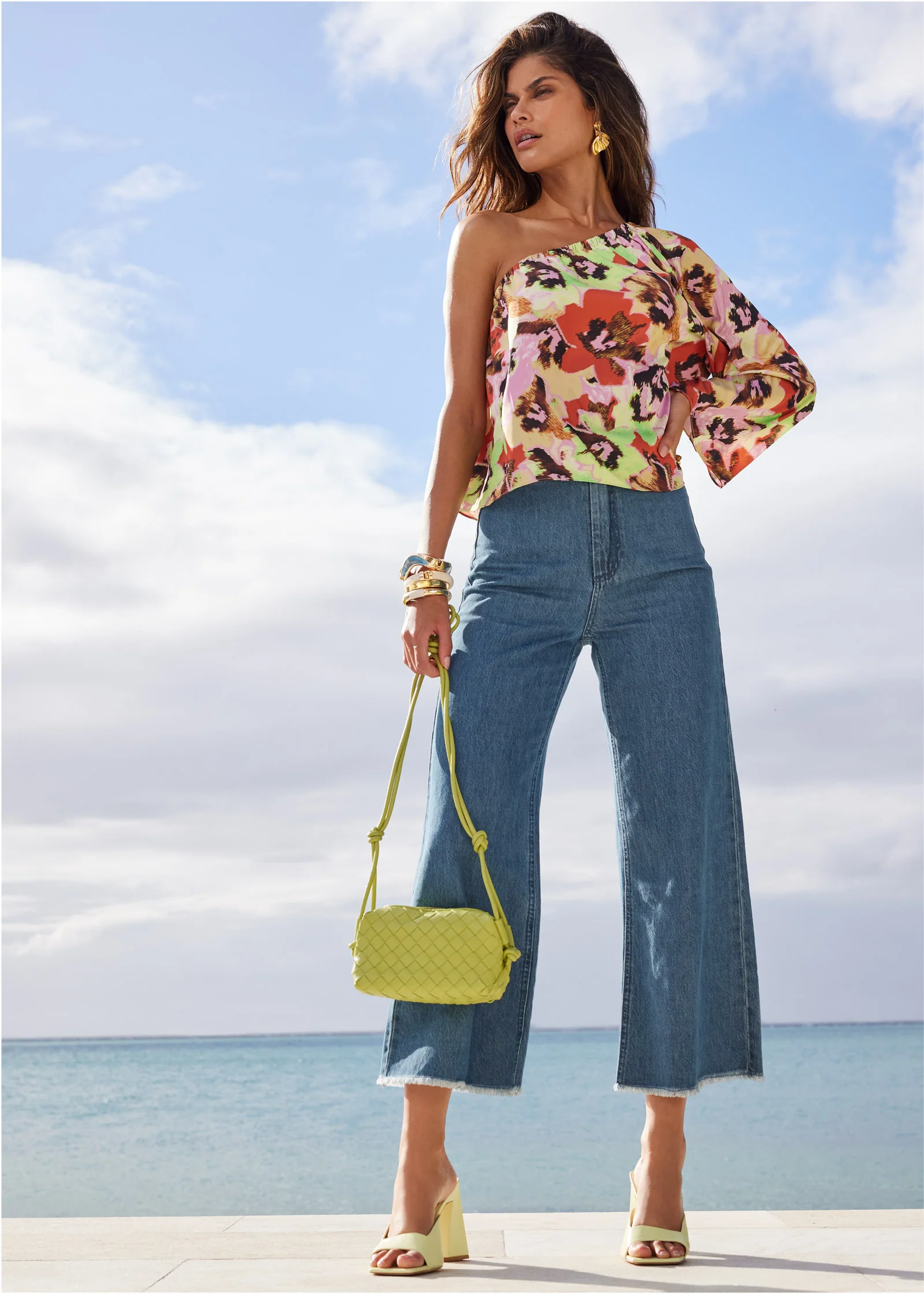 One shoulder top - Blurred Bouquet