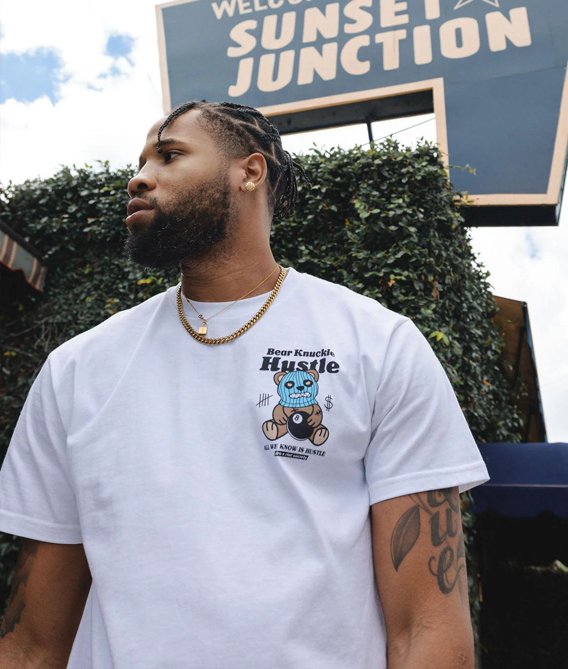 Dro x Riot Society Bear Knuckle Hustle Mens T-Shirt