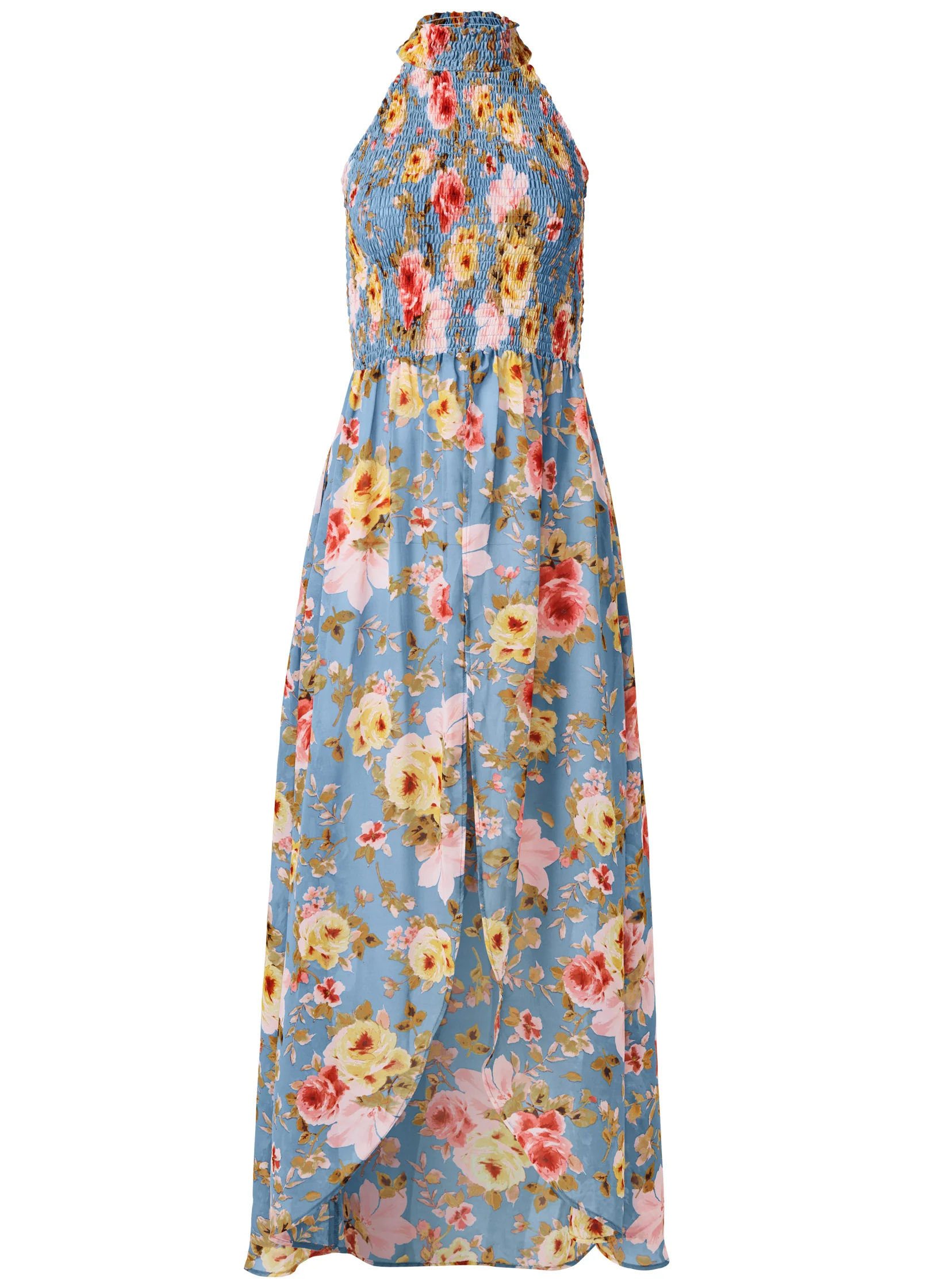 Smocked maxi top - Blue Multi