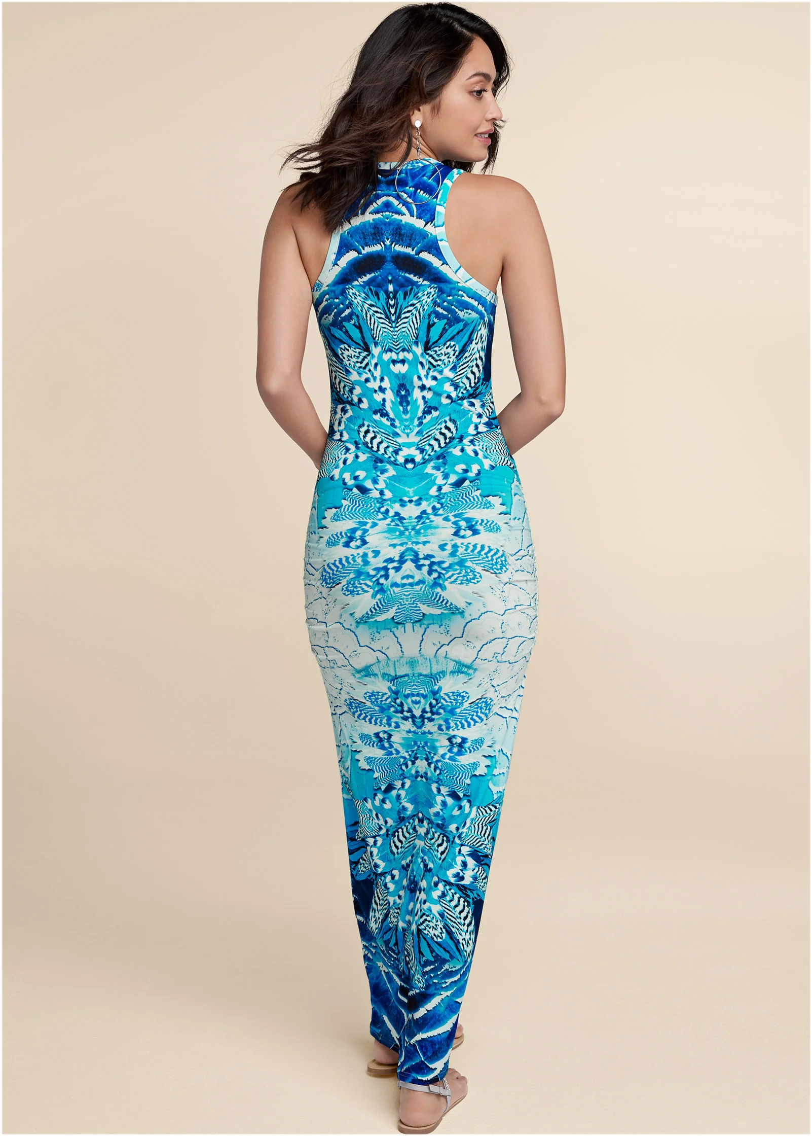 Ruched printed maxi dress - Blue Multi