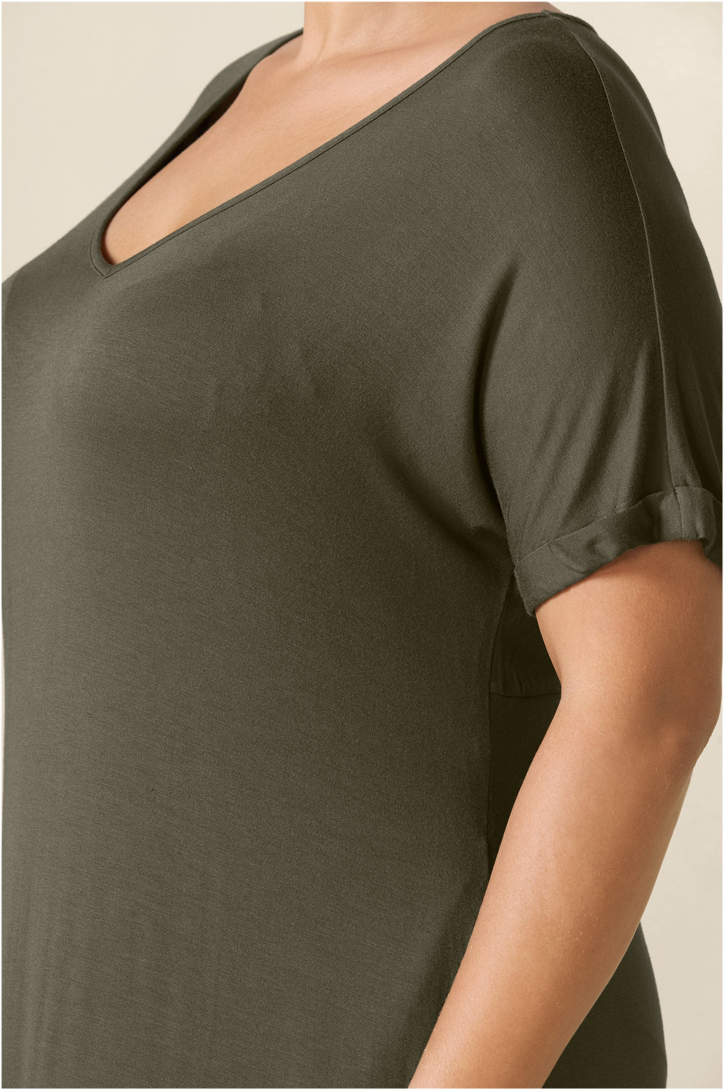 Casual T-shirt maxi dress - Olive