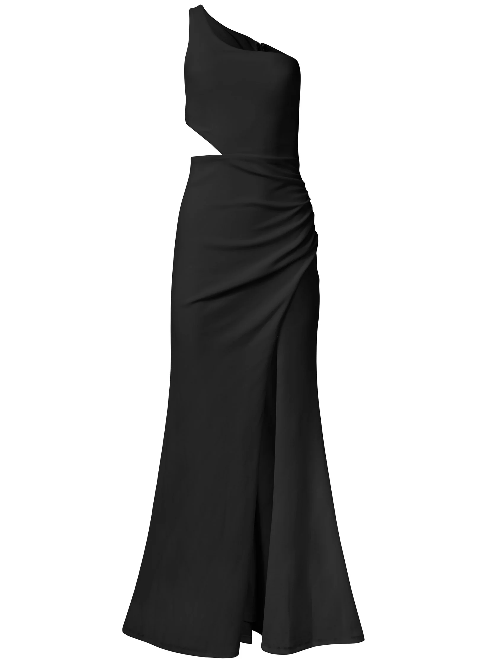 One-shoulder cutout gown - Black