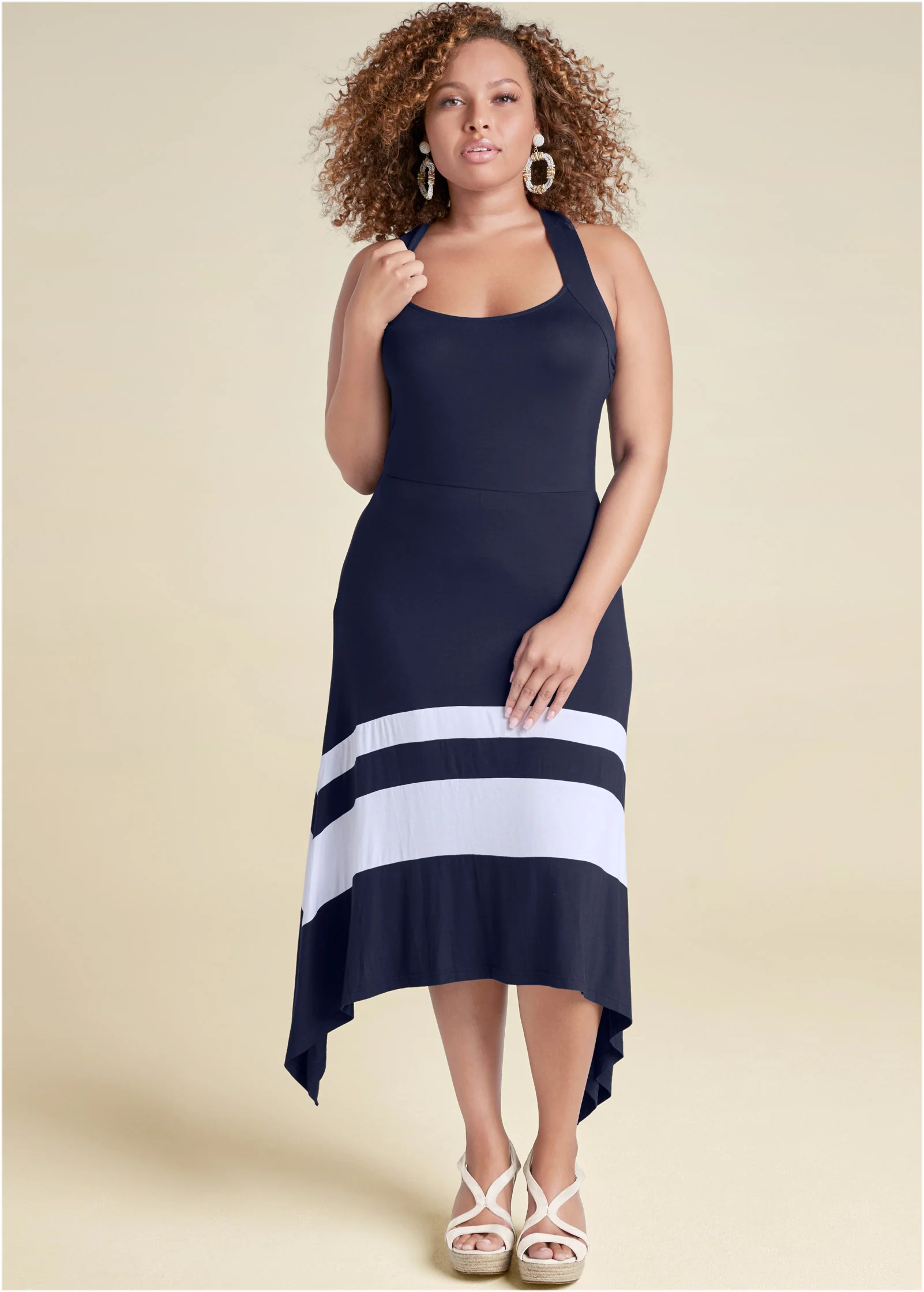Color block maxi dress - Navy & White