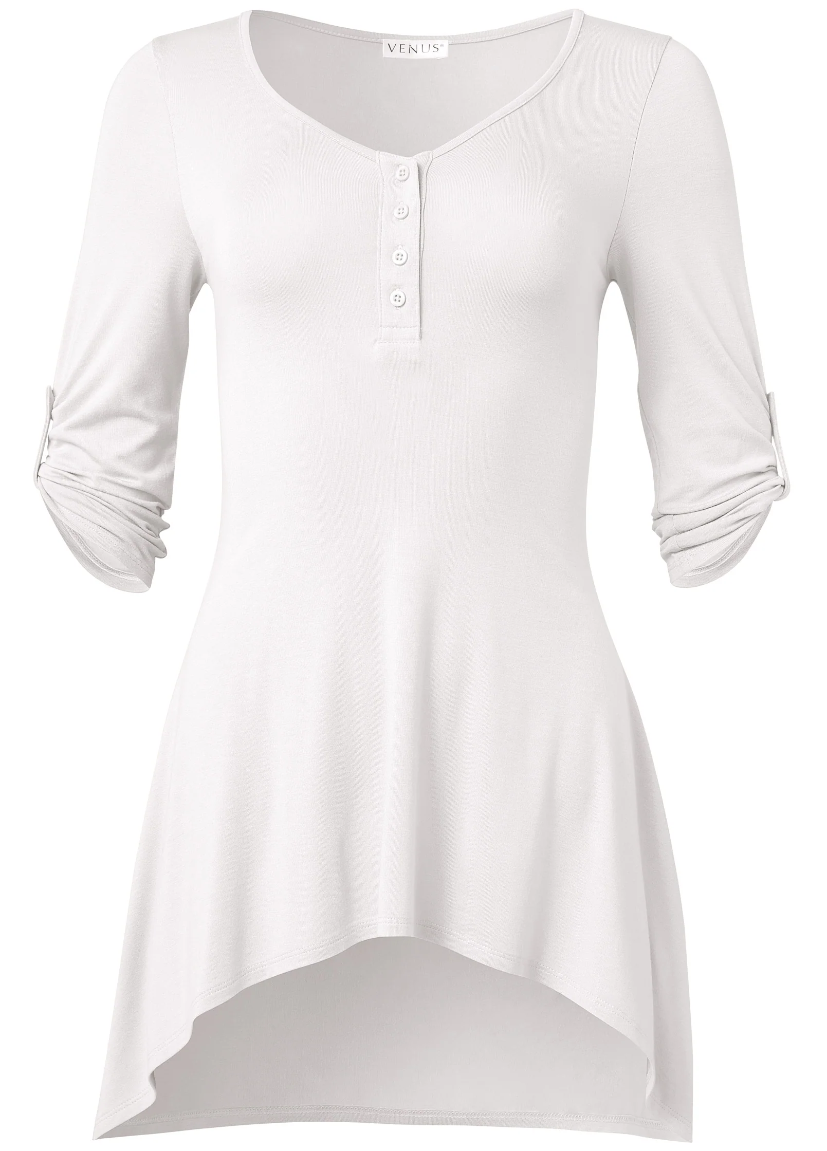 Henley high-low top - White