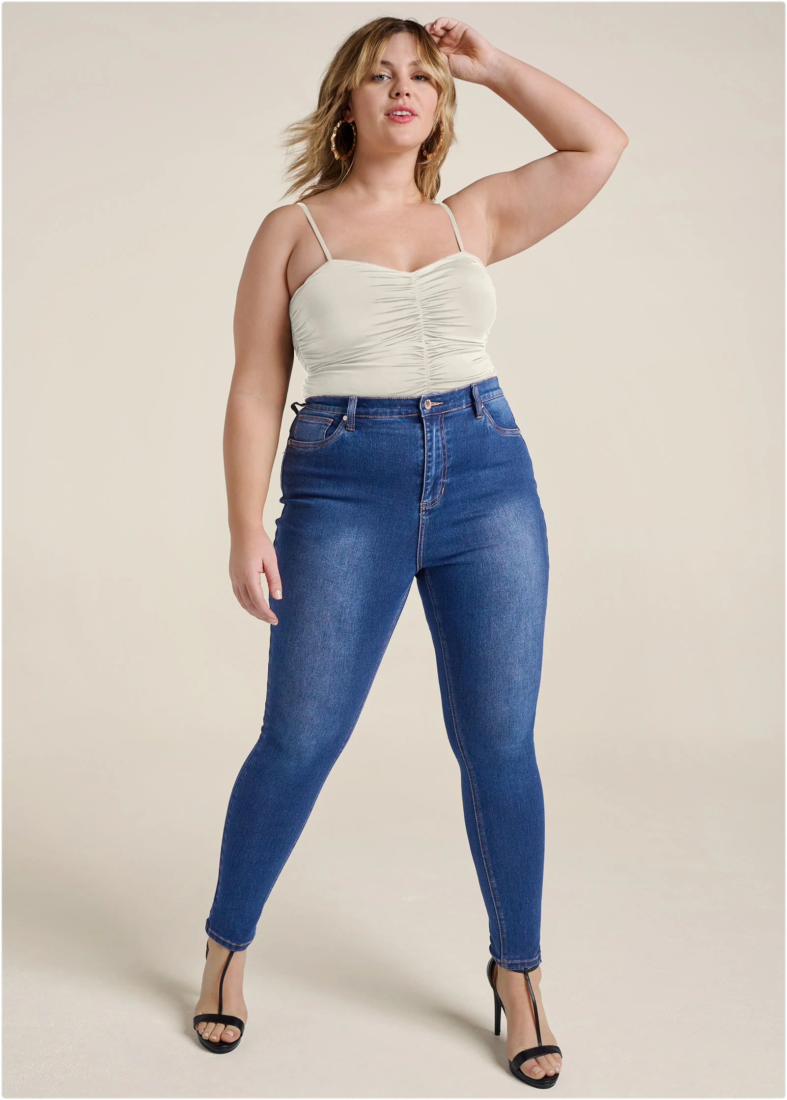 Shape Embrace ruched bodysuit - Off White