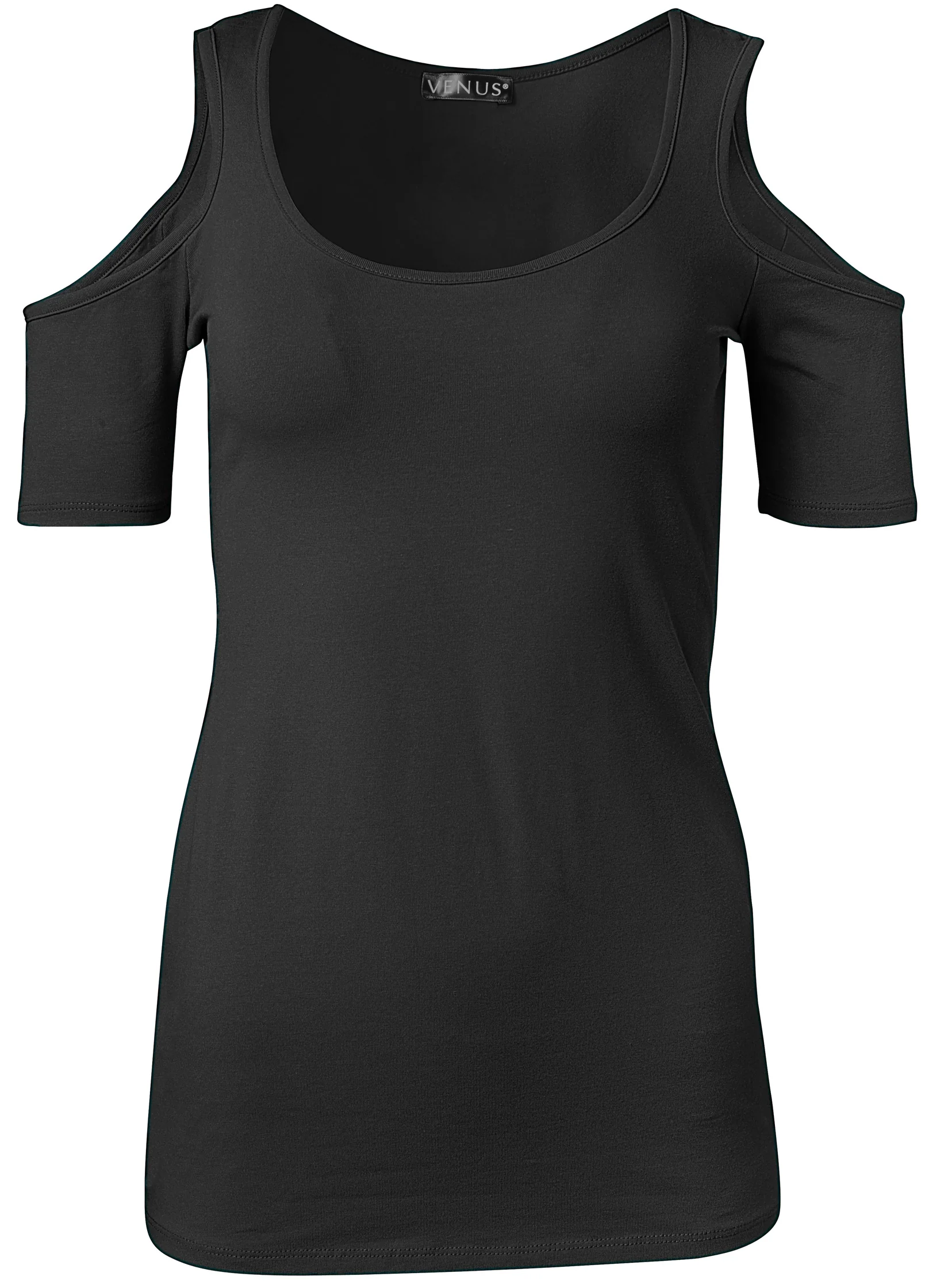 Long and lean cold-shoulder top - Black