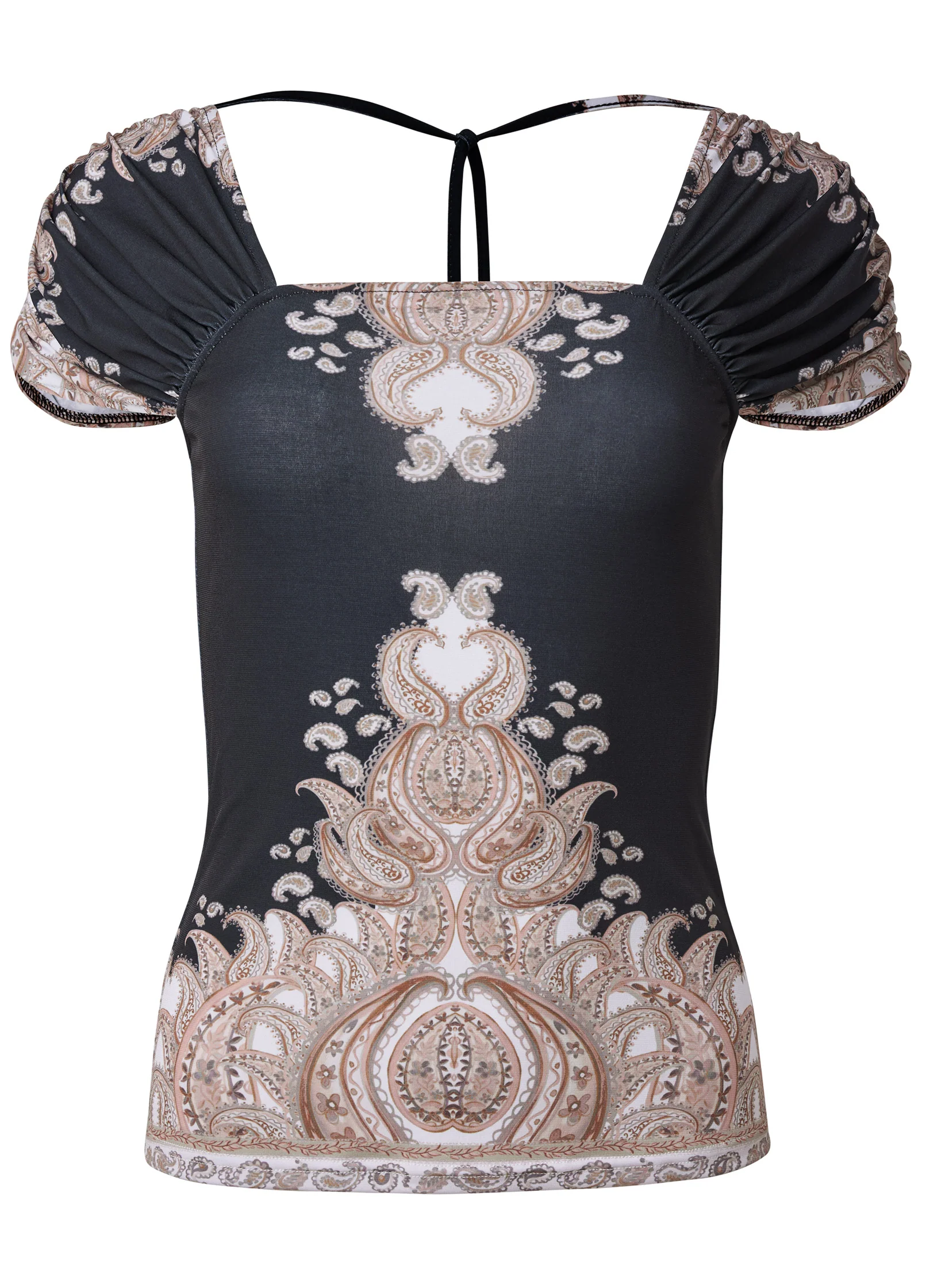Paisley tie-back top - Black Multi