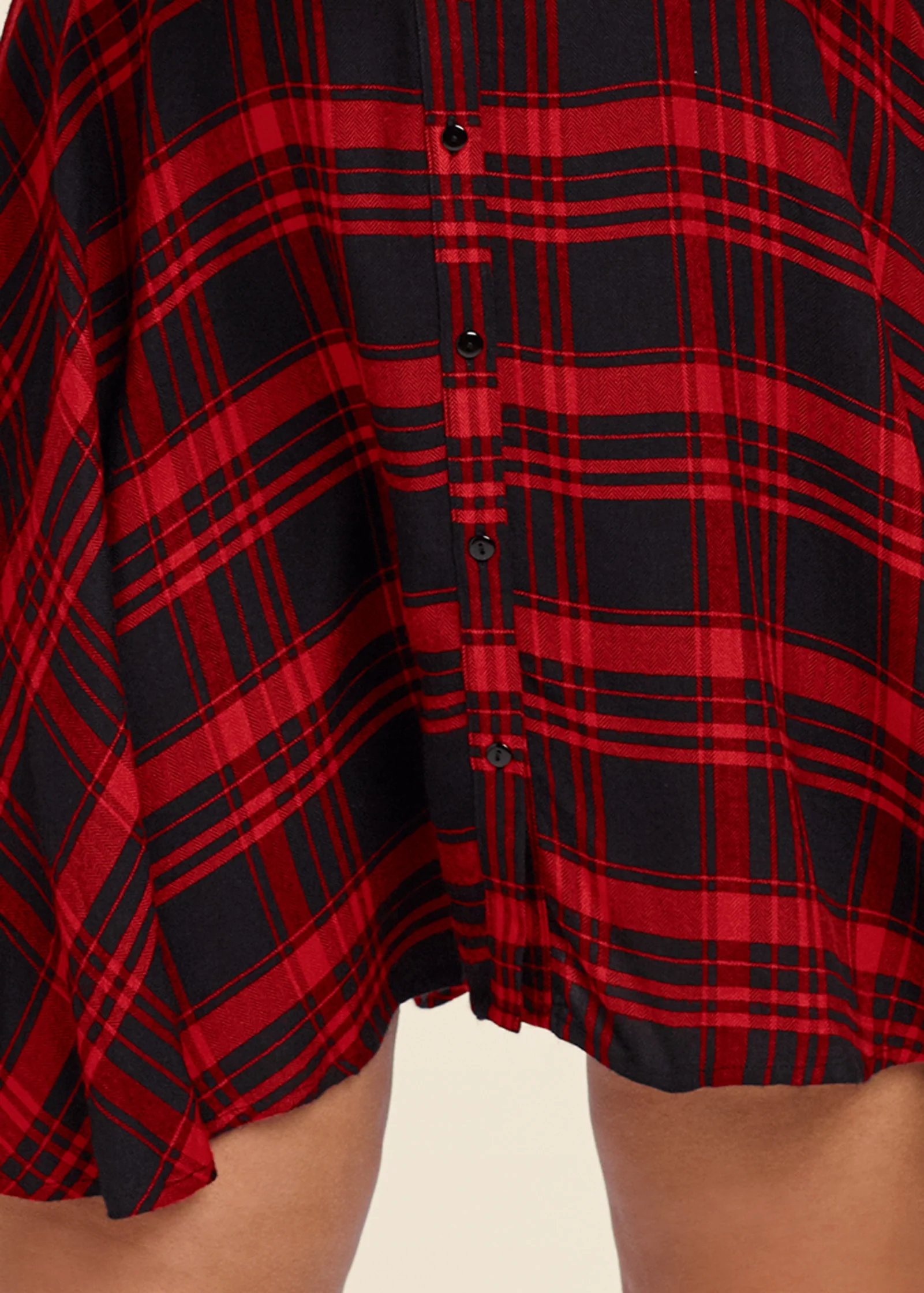 Plaid high low dress - Red Multi