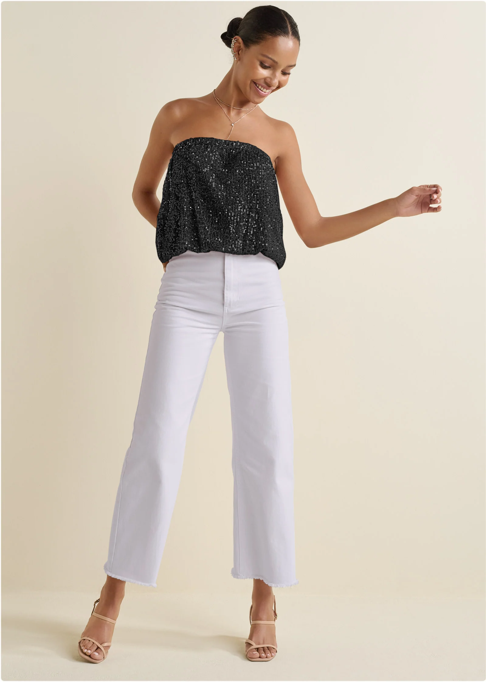 Sequin tube top - Black