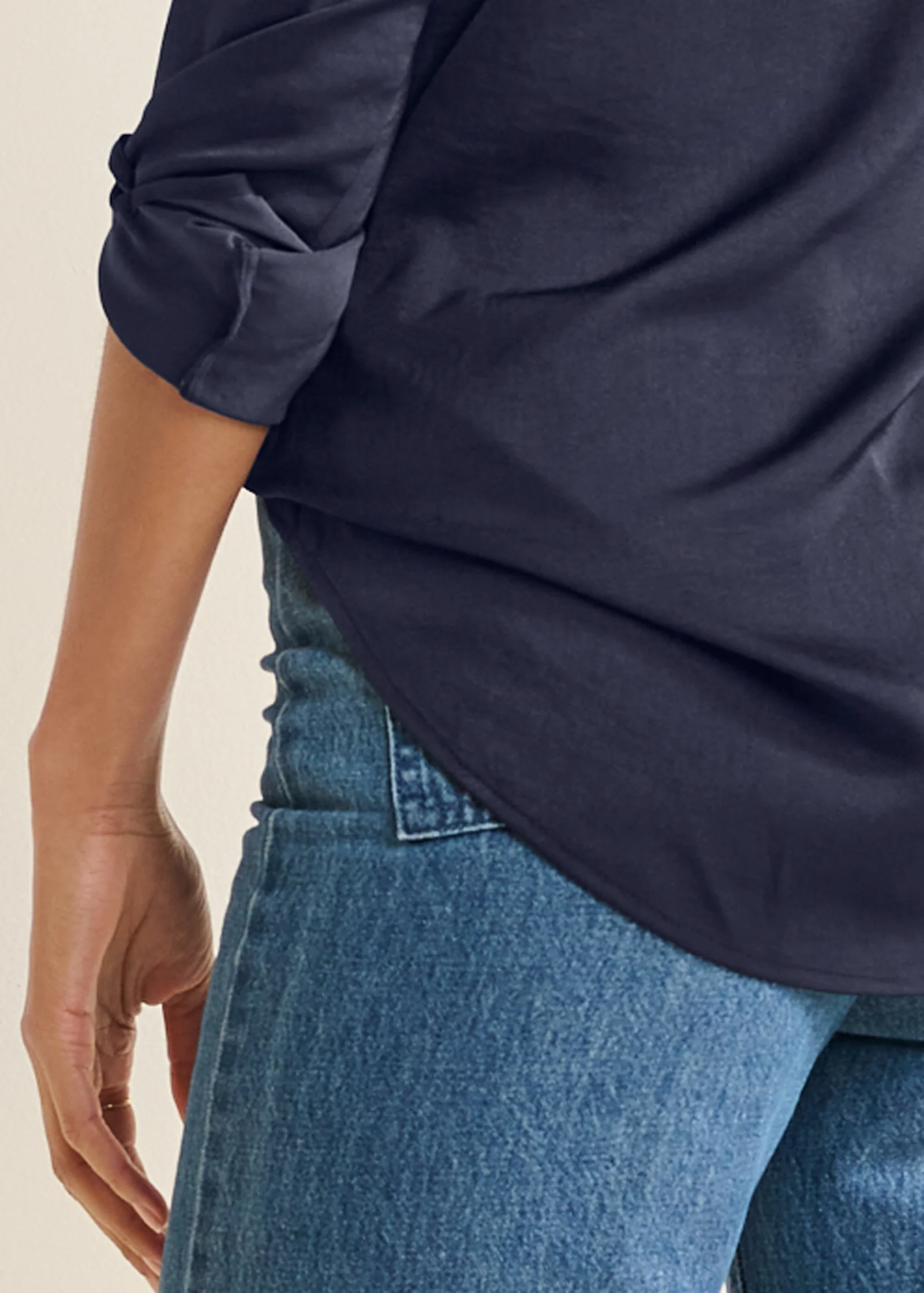 Soft button-down blouse - Navy