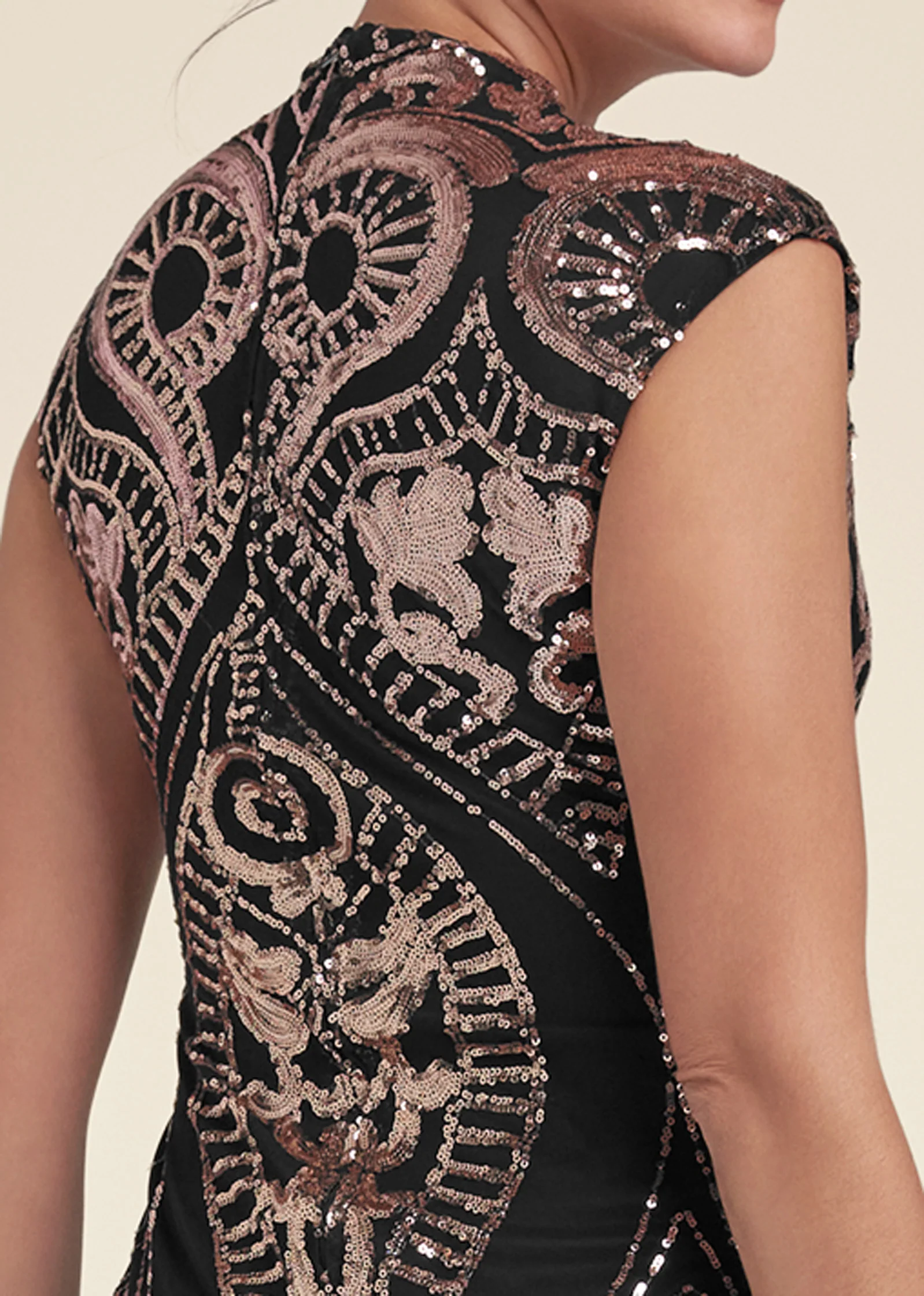 Sequin midi dress  - Black Multi