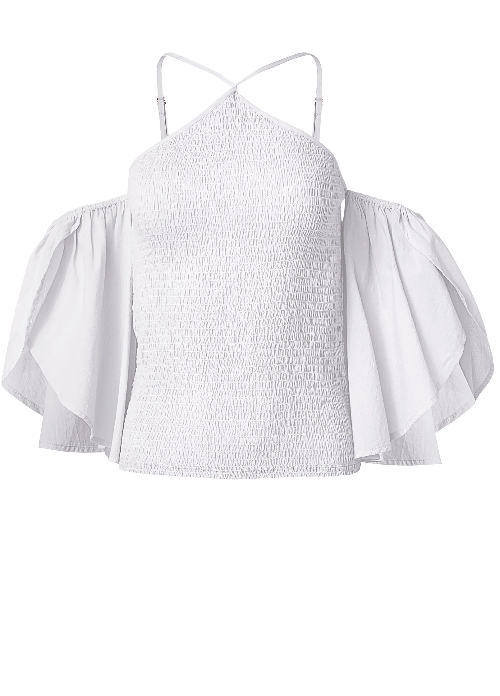 Smocked fitted top - White