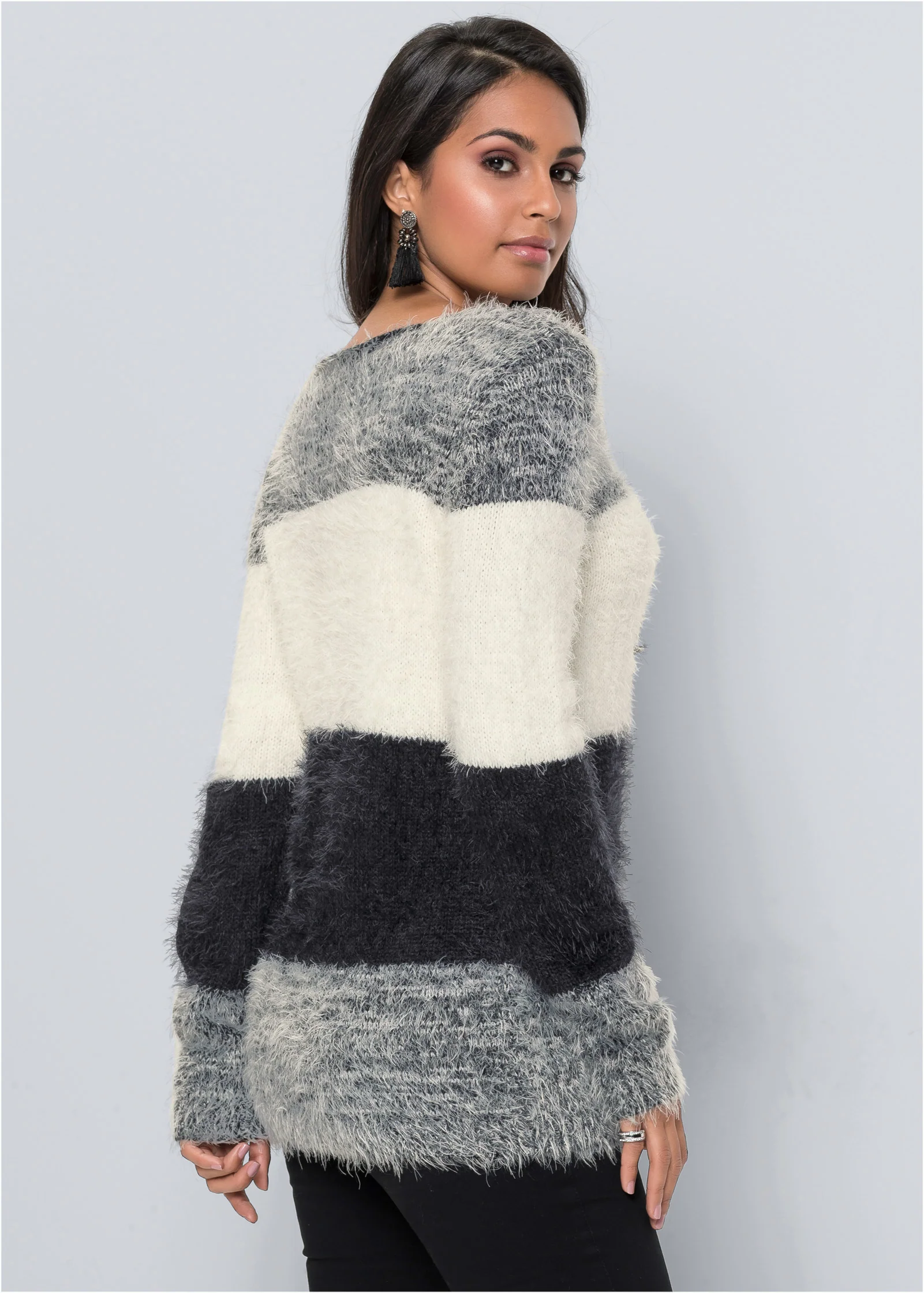 Striped cozy sweater - Black Multi