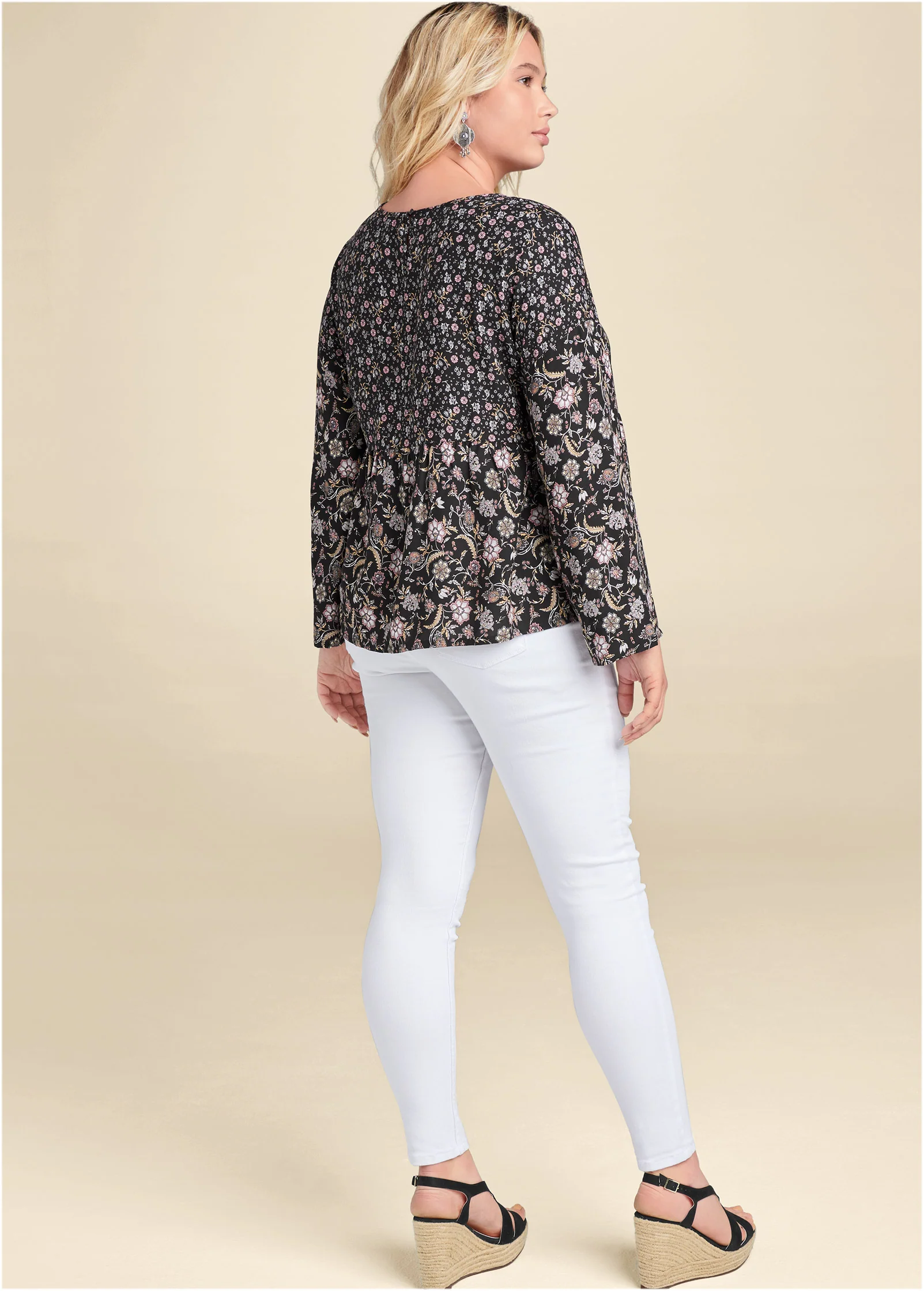 Floral printed top - Black Multi