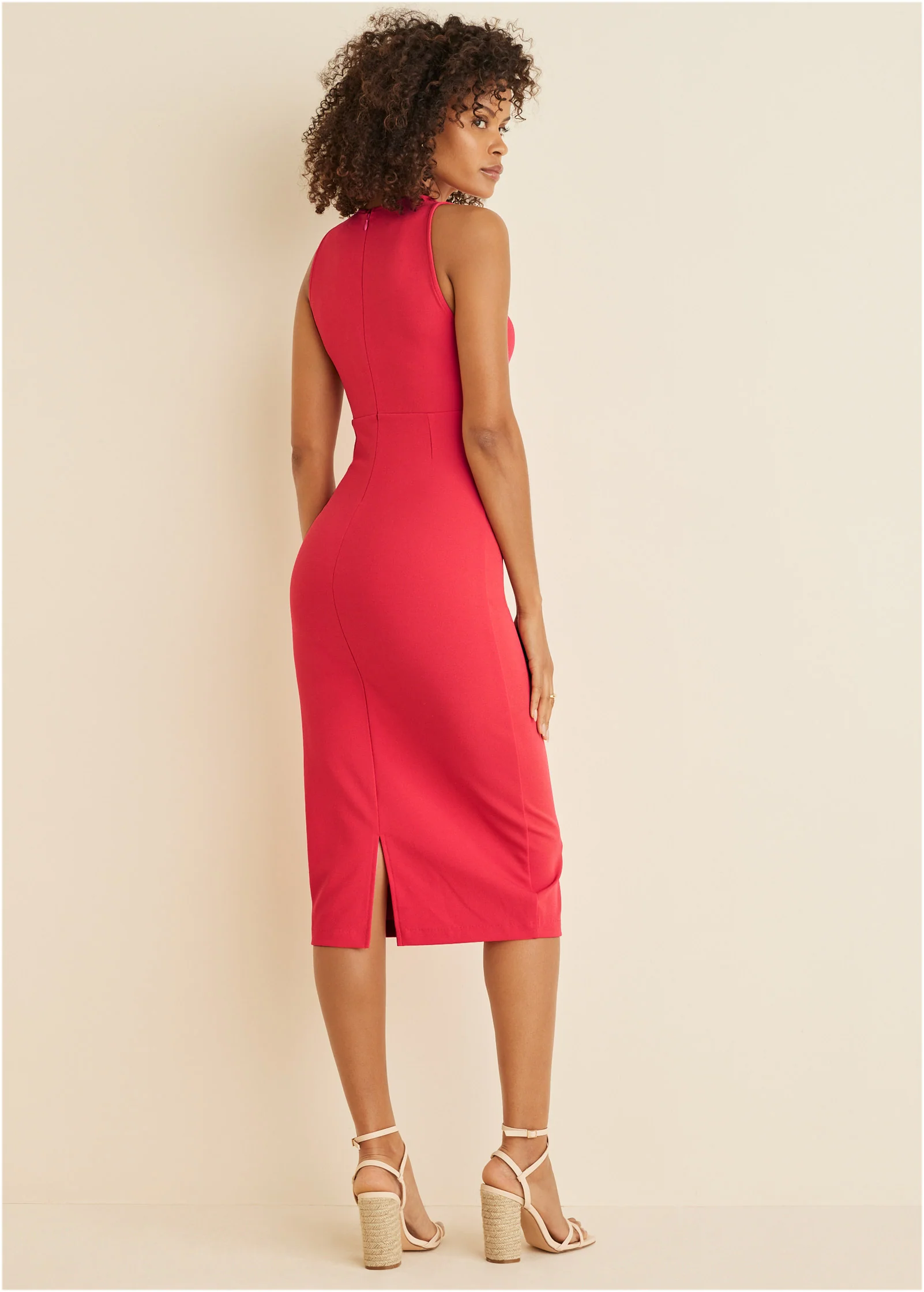 Twist front midi dress - Red