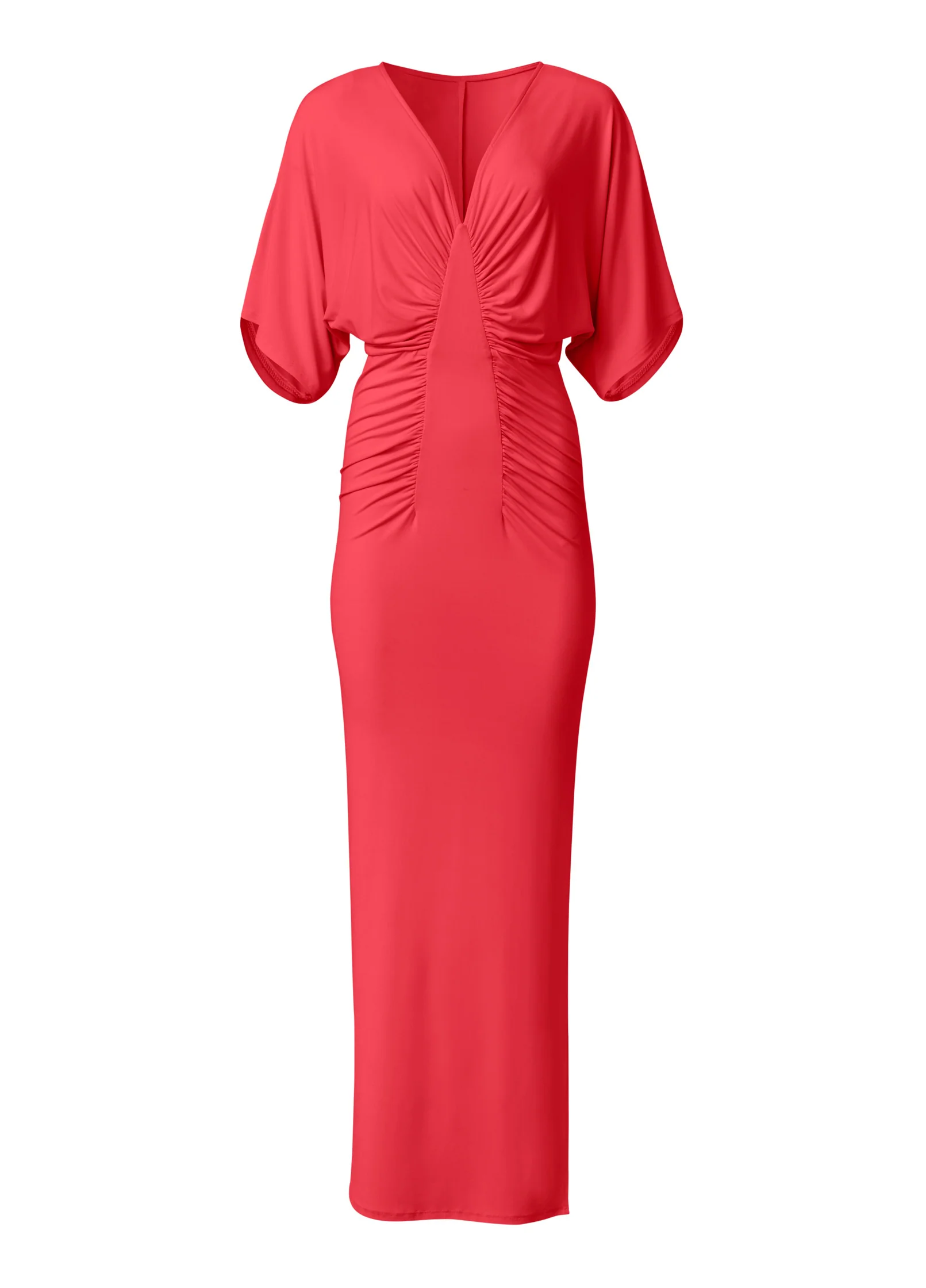 Drape sleeve maxi dress - Red