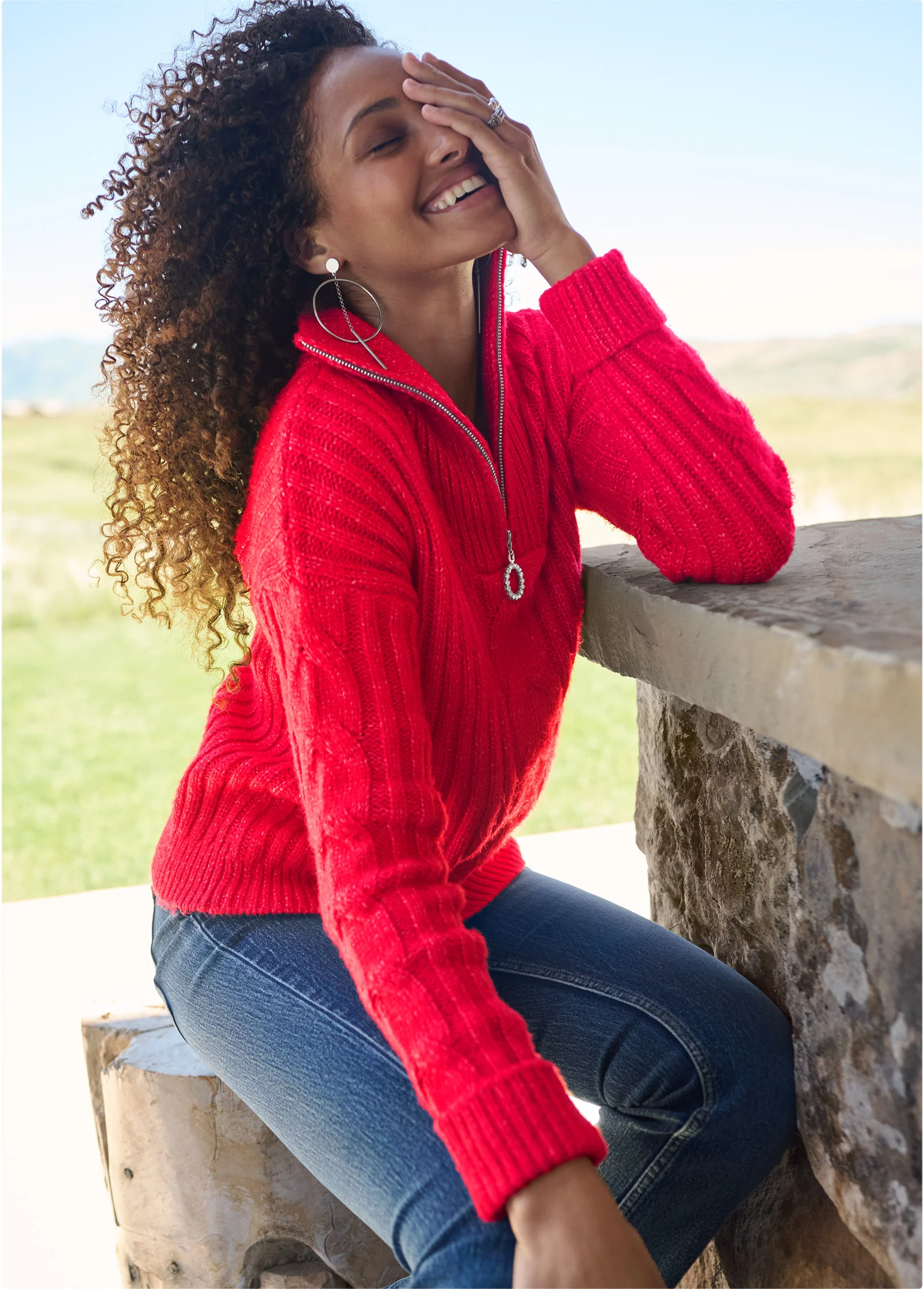 Quarter zip sweater - Red