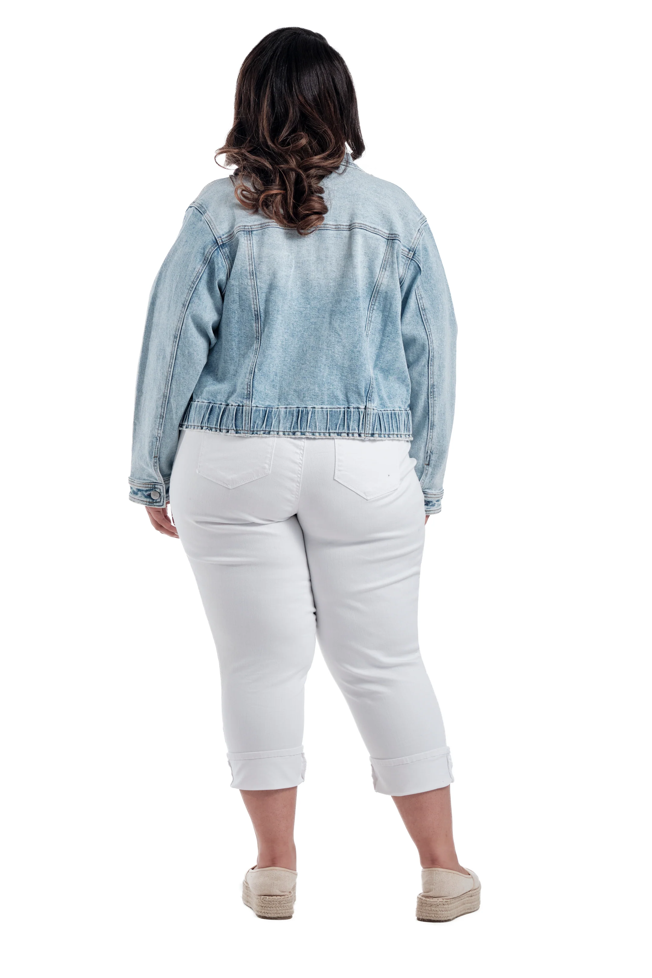 Plus Cuff Capri in White