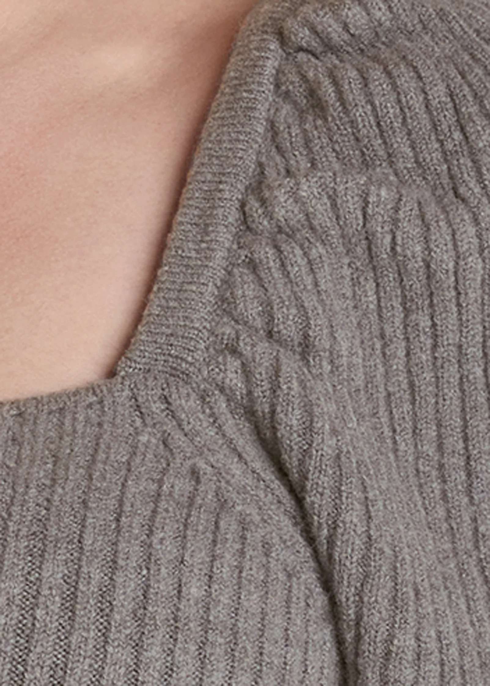 Square neck puff sleeve sweater - Dark Grey