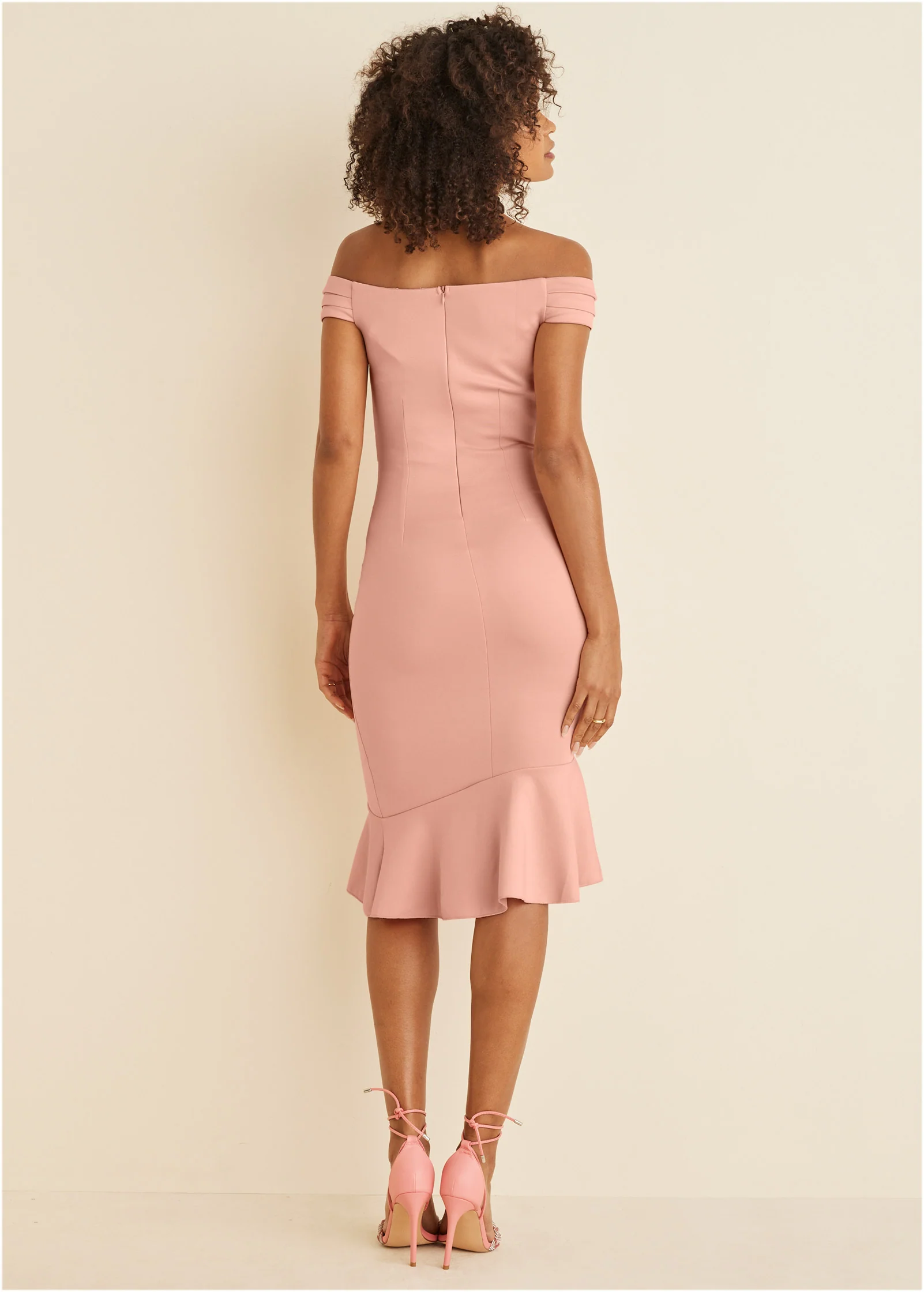 Ruffle Detail Dress - Blush